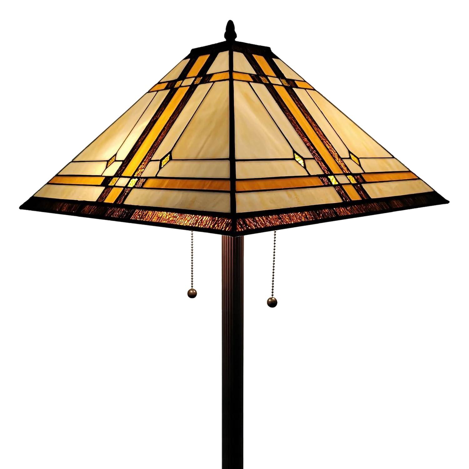 Amora Lighting Tiffany Style Mission Floor Lamp 61" Tall