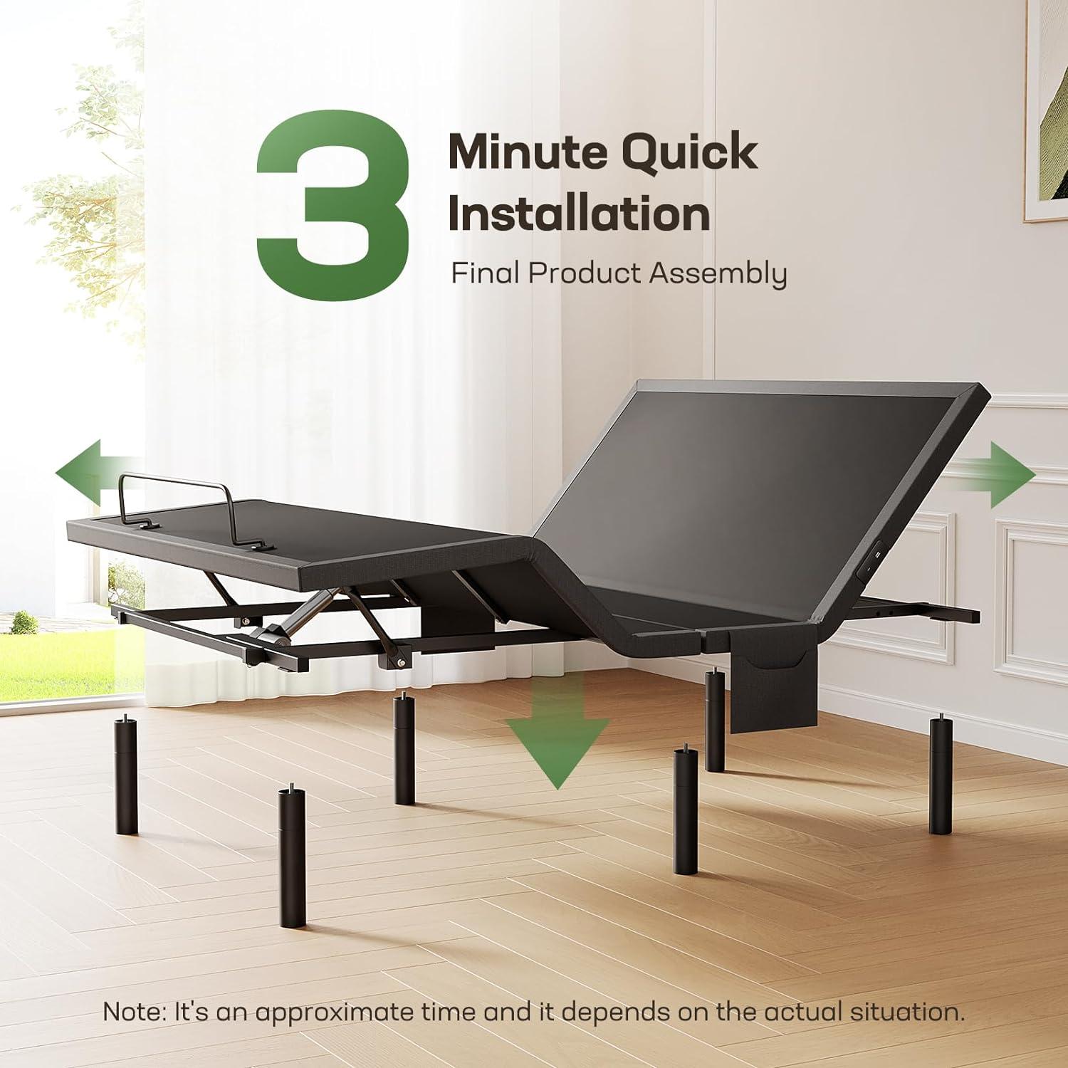 Marsail Twin XL Adjustable Bed Base Frame with 4 Height Options, Independent Head and Foot Incline, 4 USB Ports and 5 Min Assembly for Lounging, Reading, Reduce Snoring and Acid Reflux