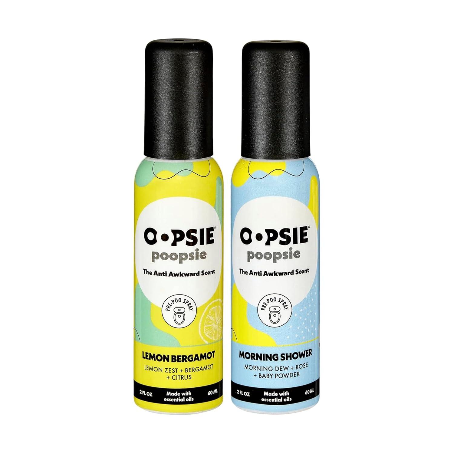 Toilet Spray Lemon Bergamot and Morning Shower Giftable 2 Pack Assorted Scents 2oz