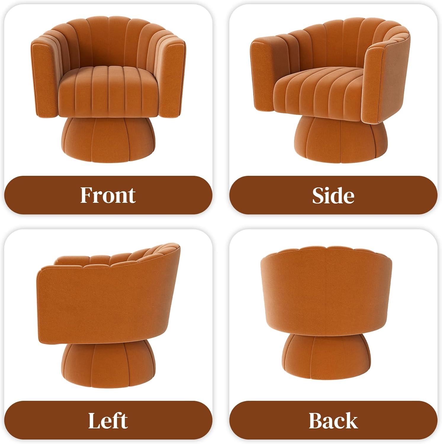 Murrow Velvet Swivel Barrel Chair