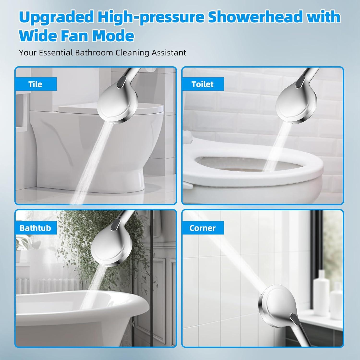 Hibbent Dual Shower Head Combo with Metal 8 Inch High Pressure Rainfall Shower Head  and Handheld Shower SCW01-HS070-SS080-CP