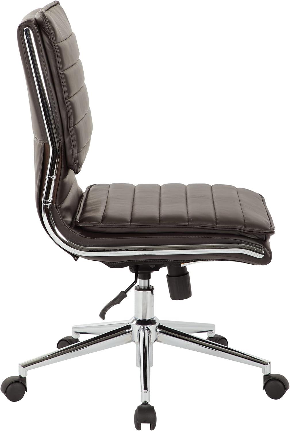 Espresso Executive Swivel Office Chair with Leather and Metal Base