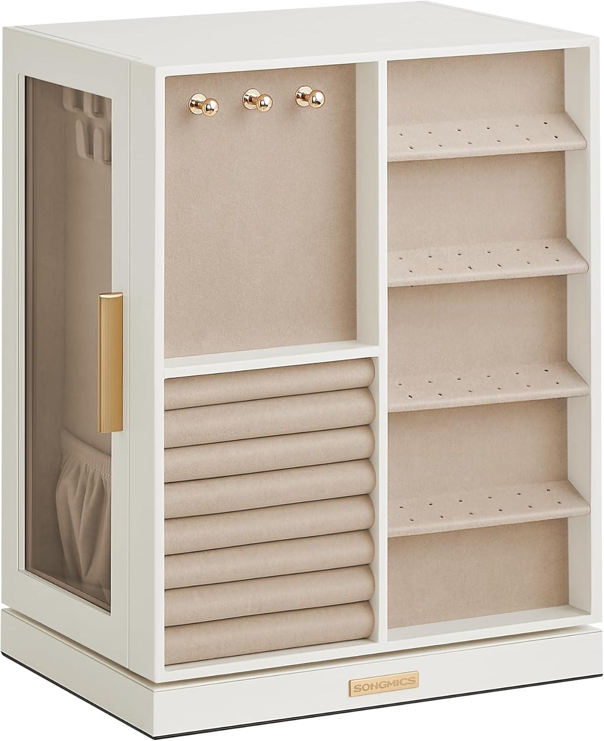 Cloud White Rotating Jewelry Storage Box with 5 Drawers