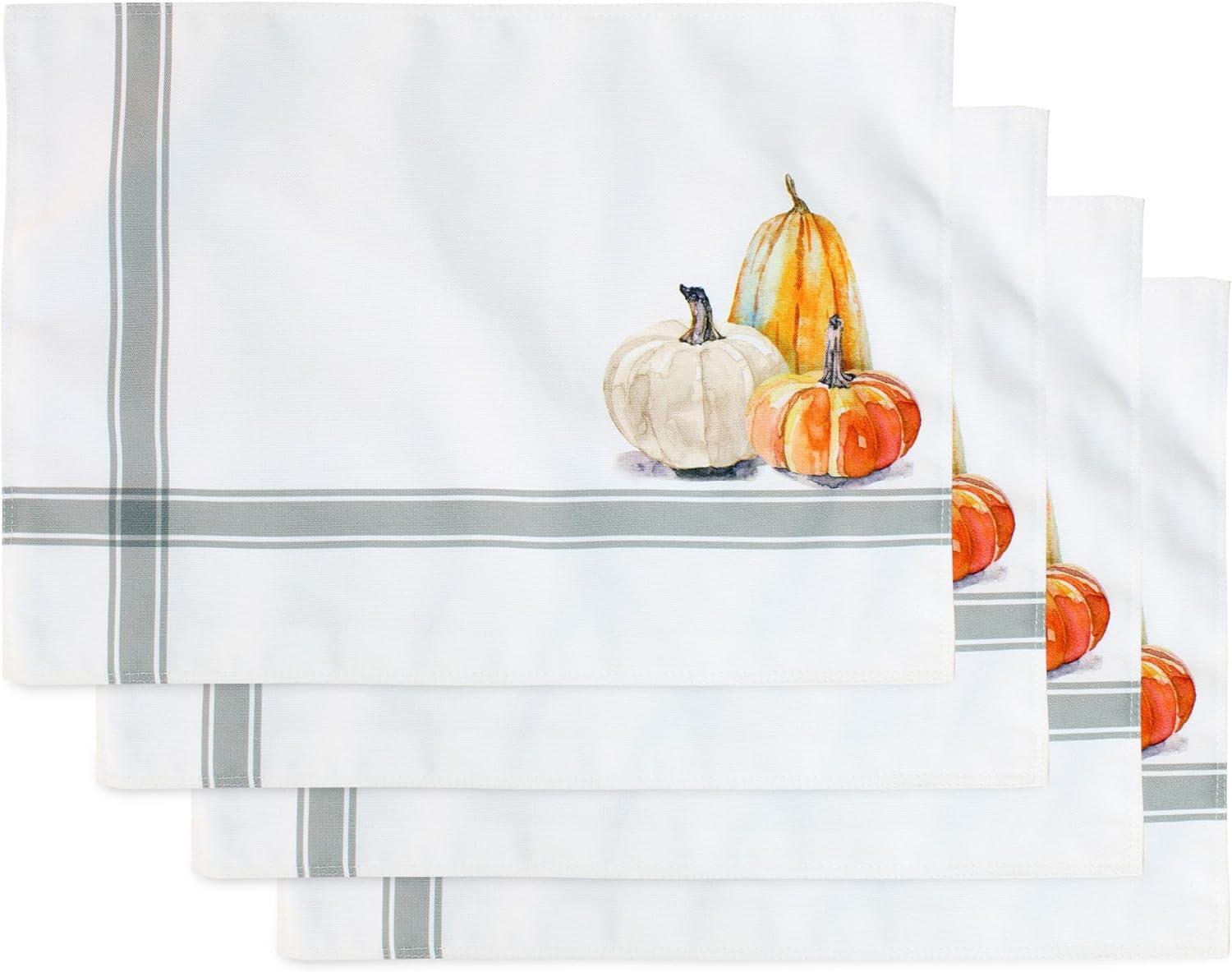 Autumn Pumpkin Themed Polyester Placemats, Set of 4