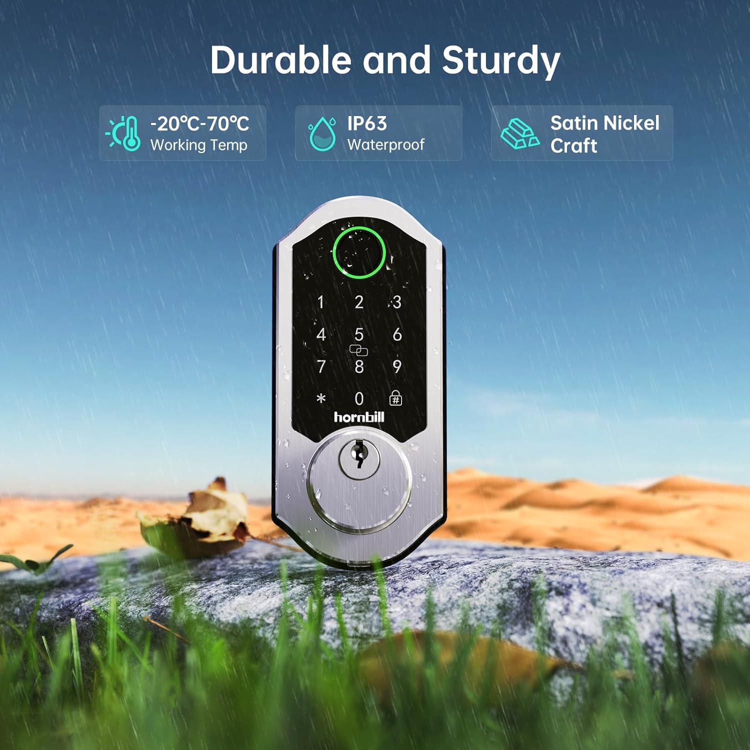 Wi-Fi & Bluetooth Smart Lock, Keyless Entry Smart Front Lock, hornbill Touch Screen Keypads, App Control, Auto Lock, Compatible with Alexa, Remotely Control (Included G2 Gateway)