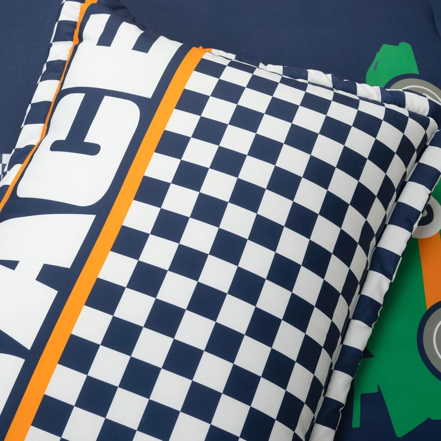 Racing Cars Reversible Oversized Comforter Navy (Set of 4)