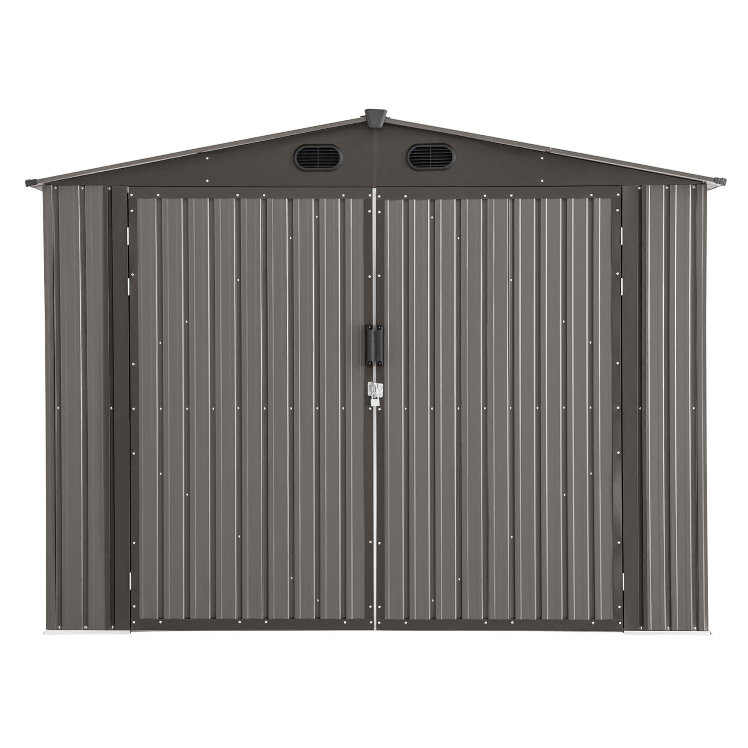 Sunjoy Sunjoy Outdoor Storage Shed 10 x 20 ft. Carport, Patio Metal Utility Large Storage Shed Garage with 2 Doors and 4 Vents, for Car, Truck, Bike, Garbage Can, Tool, Lawnmower