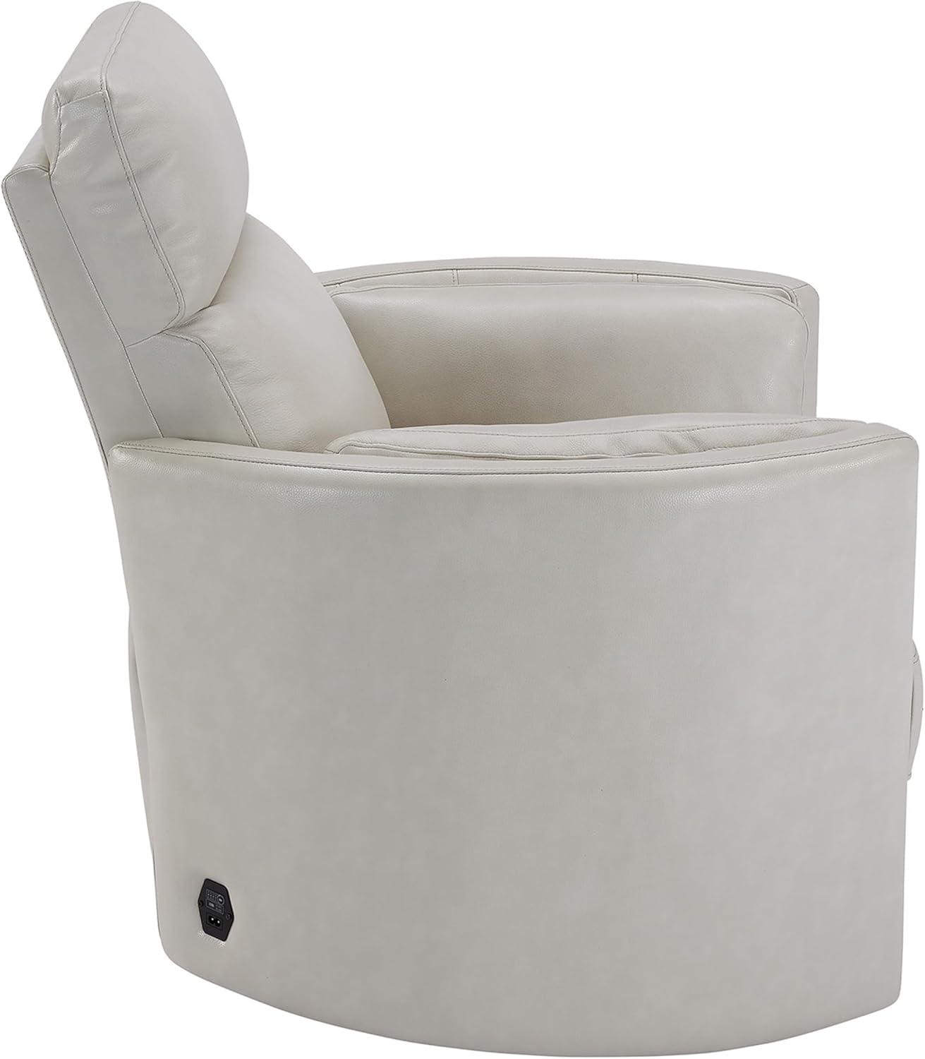 Florence Brown Top-Grain Leather Swivel Recliner with USB Charger