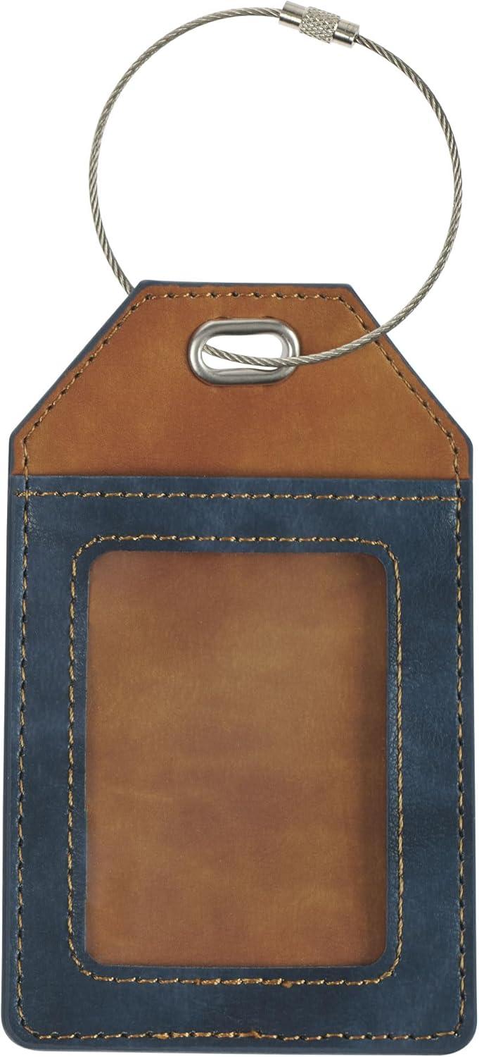 Christian Art Gifts Inspirational Vegan Leather Scripture Luggage Tag for Men & Women: Strong & Courageous - Baggage Accessory for Carry-On, Checked Bags, Backpacks, 4.8 X 3.1, Black/Brown (Other)