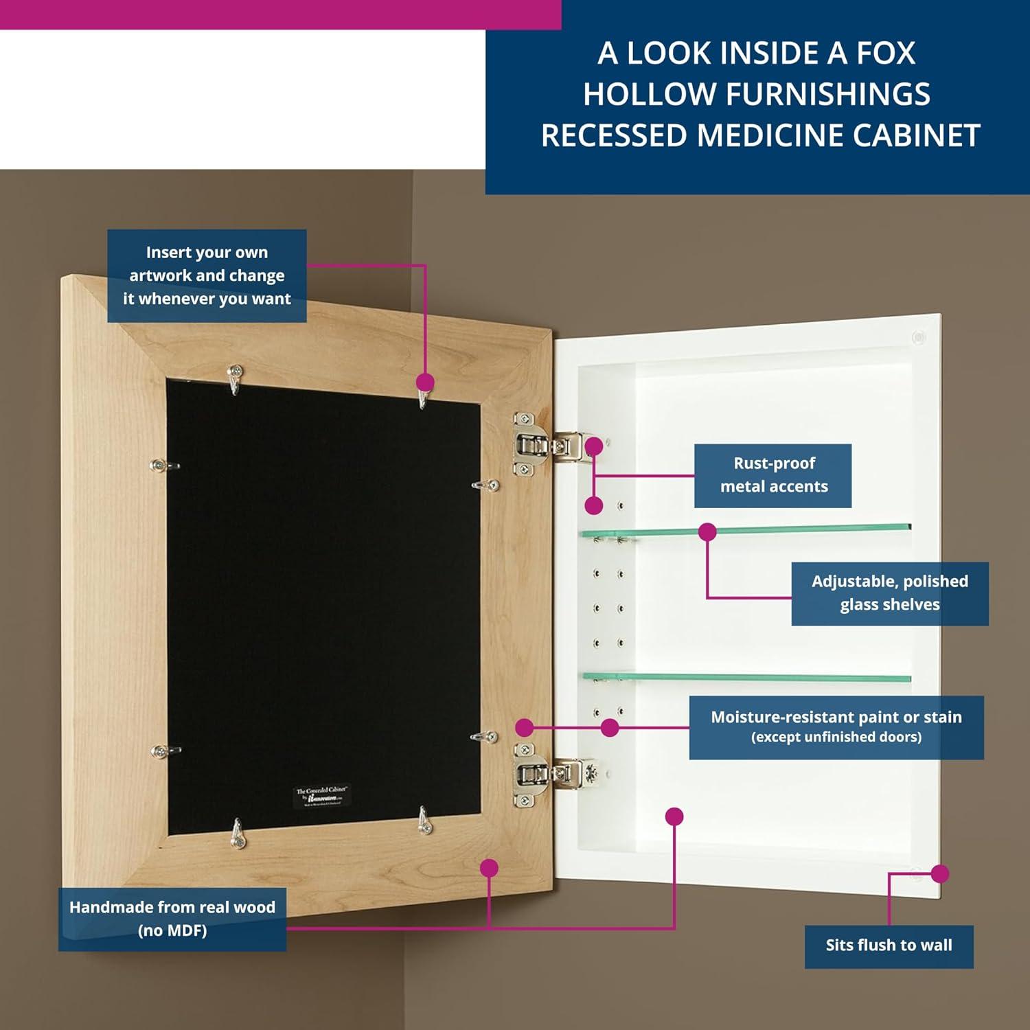 Recessed Picture Frame Door Medicine Cabinet with 3 Adjustable Shelves