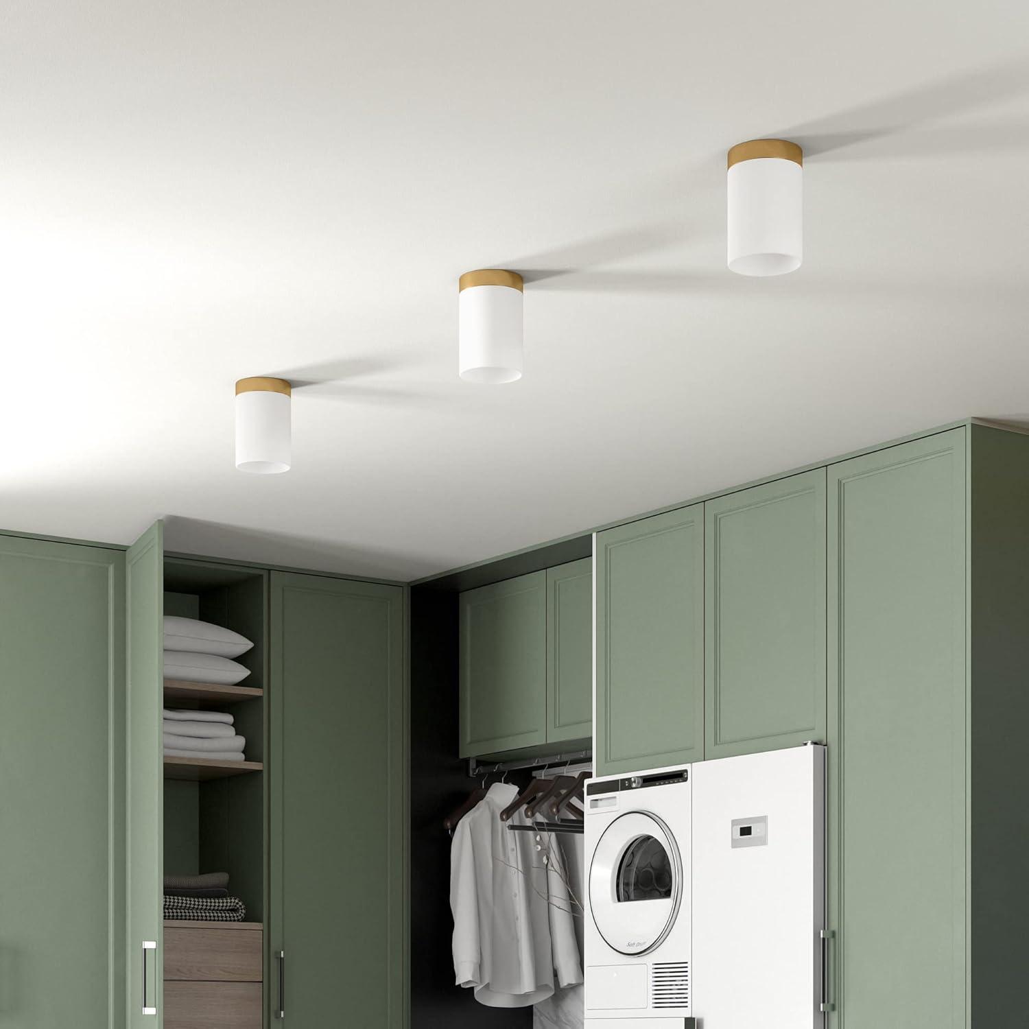 Evelyn&Zoe 6" Blackened Bronze Metal/Fabric Semi Flush Mount