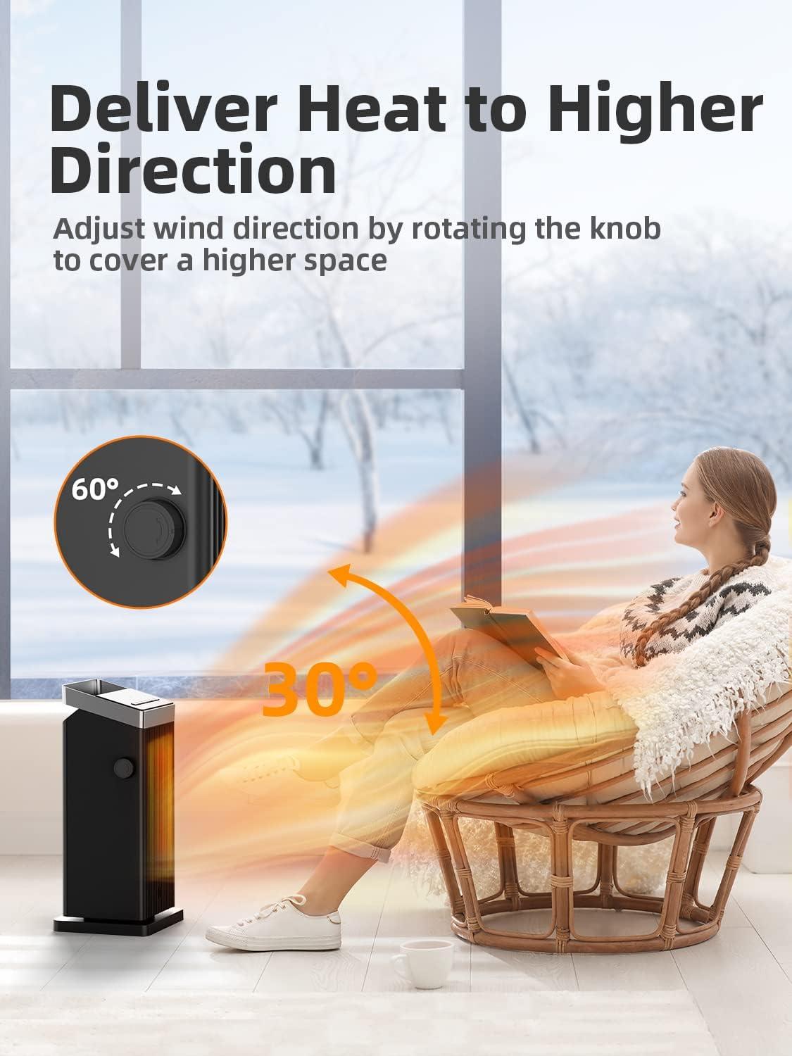 Black Ceramic Electric Space Heater with Thermostat and Remote