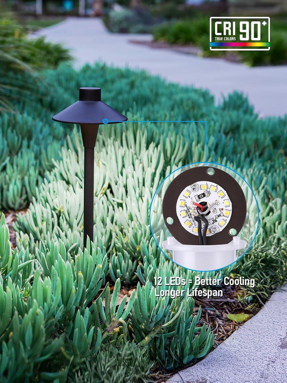 3CCT Low Voltage Landscape Pathway Lights, 5W LED Landscape Path Light, Aluminum, Oil Rubbed Bronze (Set of 12)