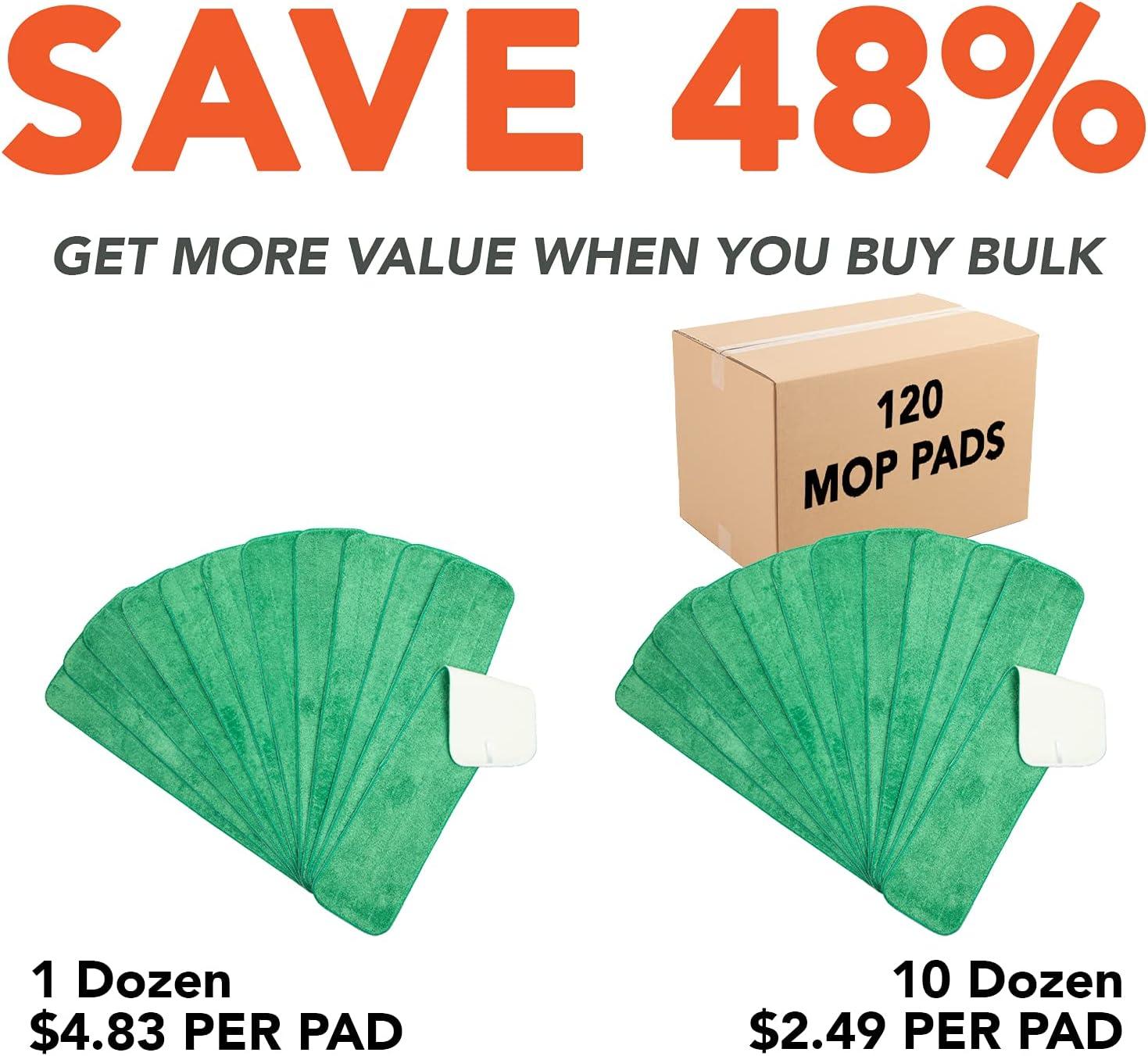 Arkwright Wet Mop Replacement Pads (12 Pack), Microfiber, 24 in., Green