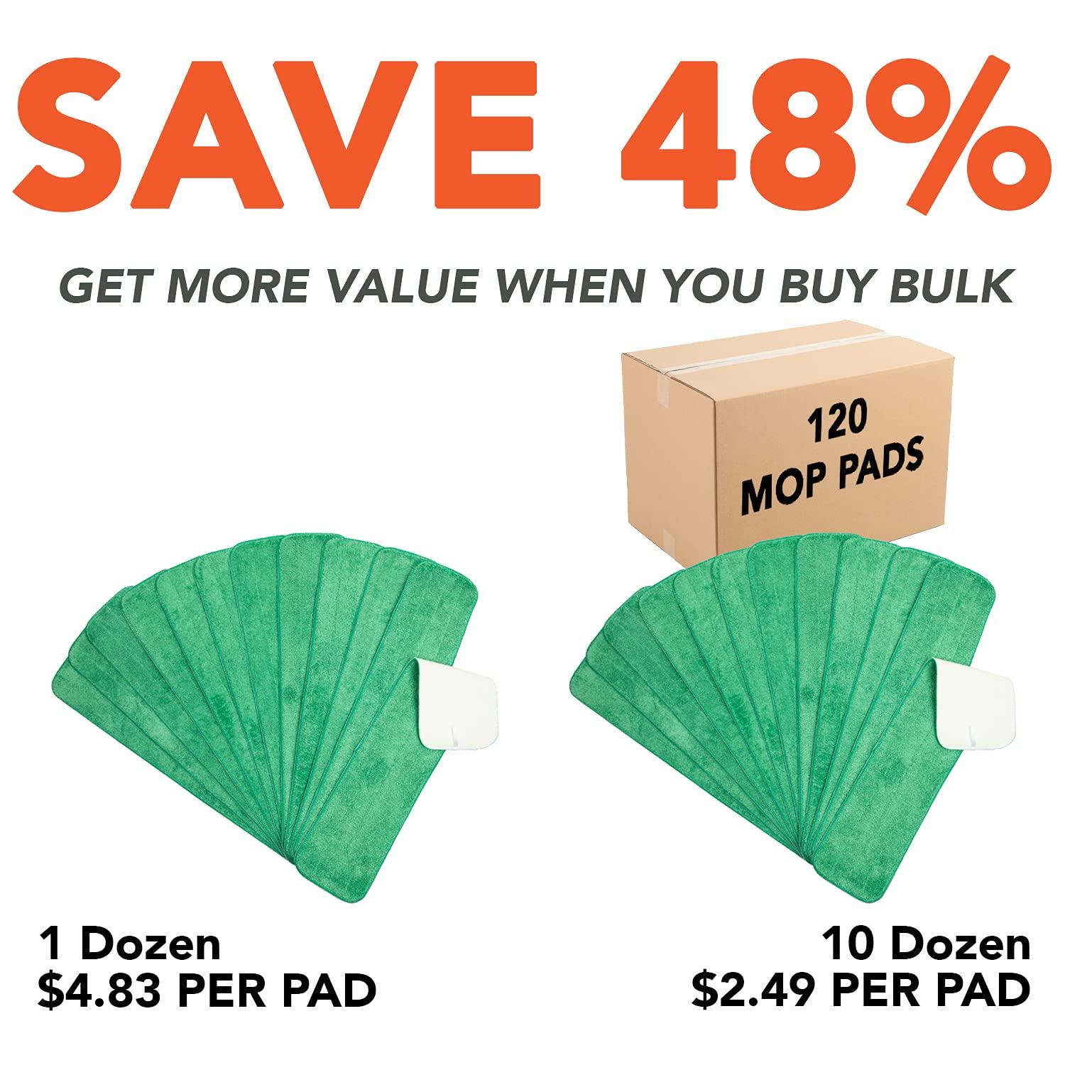 Arkwright Wet Mop Replacement Pads (12 Pack), Microfiber, 24 in., Green