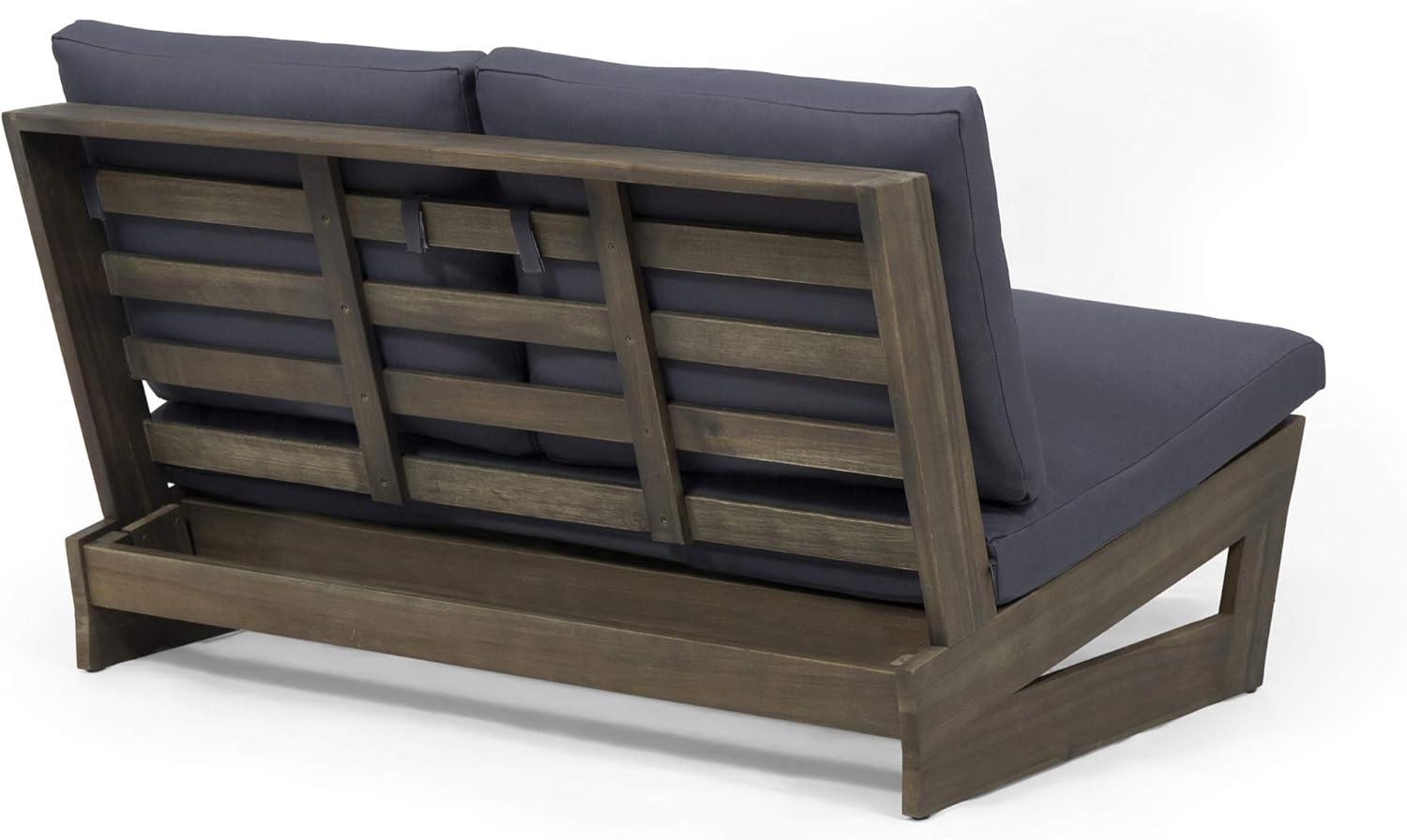 Christopher Knight Home Sherwood Outdoor Acacia Wood Loveseat with Cushions, Gray