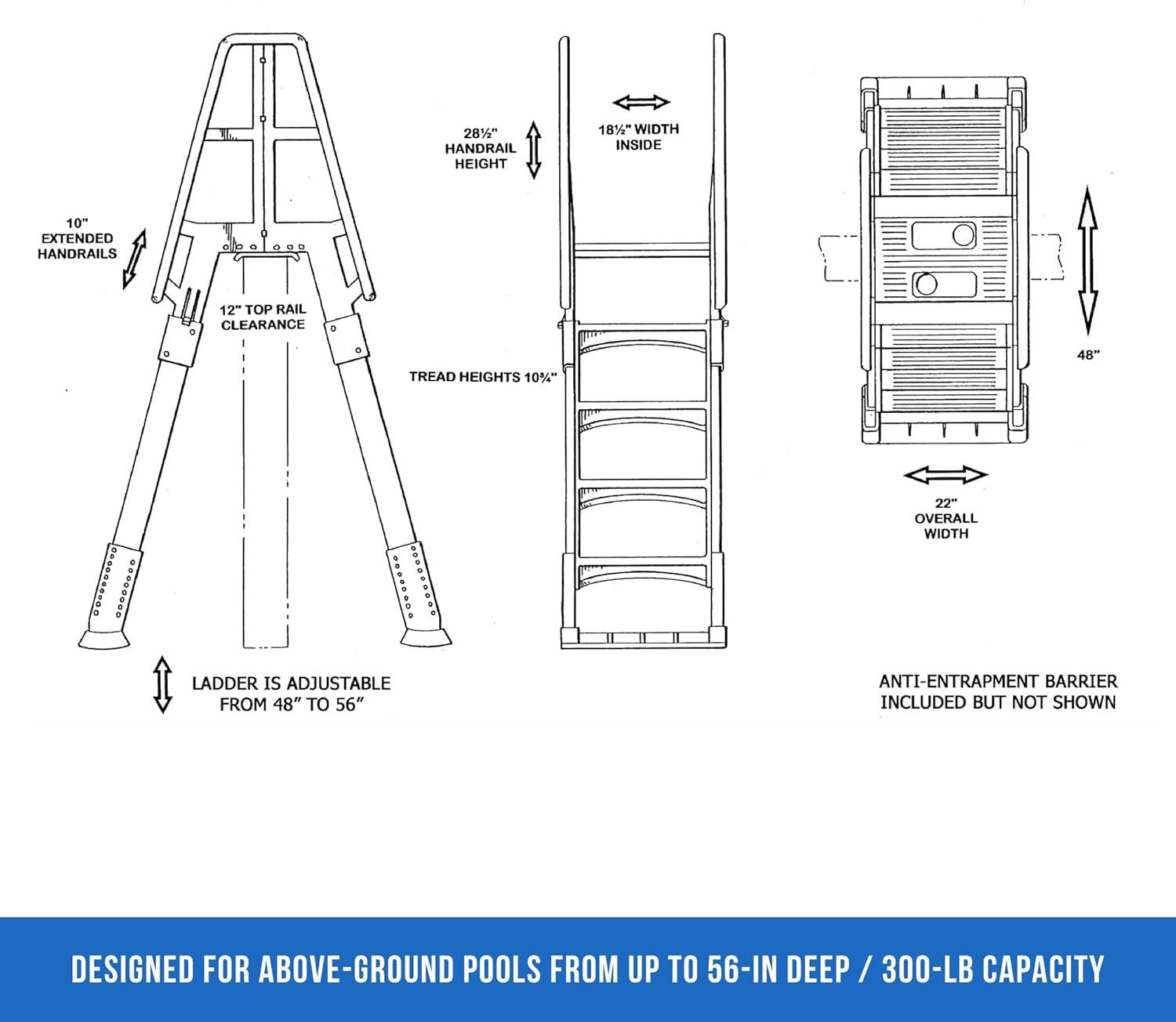 Vinyl Works SLA A Frame Above Ground Pool Ladder Steps with Slide Lock Barrier
