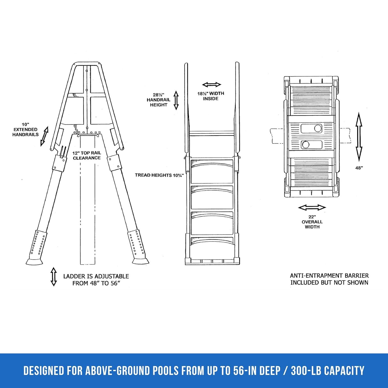 Vinyl Works SLA A Frame Above Ground Pool Ladder Steps with Slide Lock Barrier