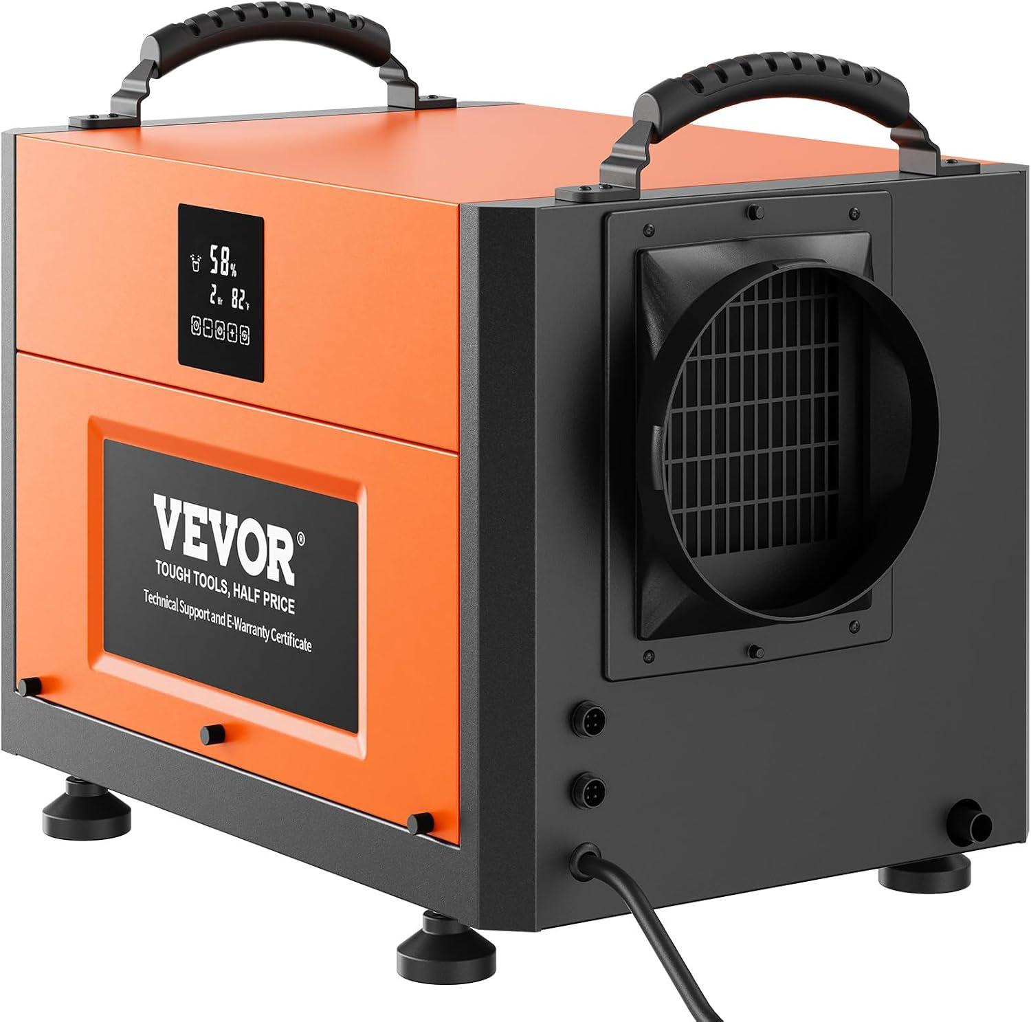 VEVOR 190 Pints Orange and Black Commercial Dehumidifier with Pump