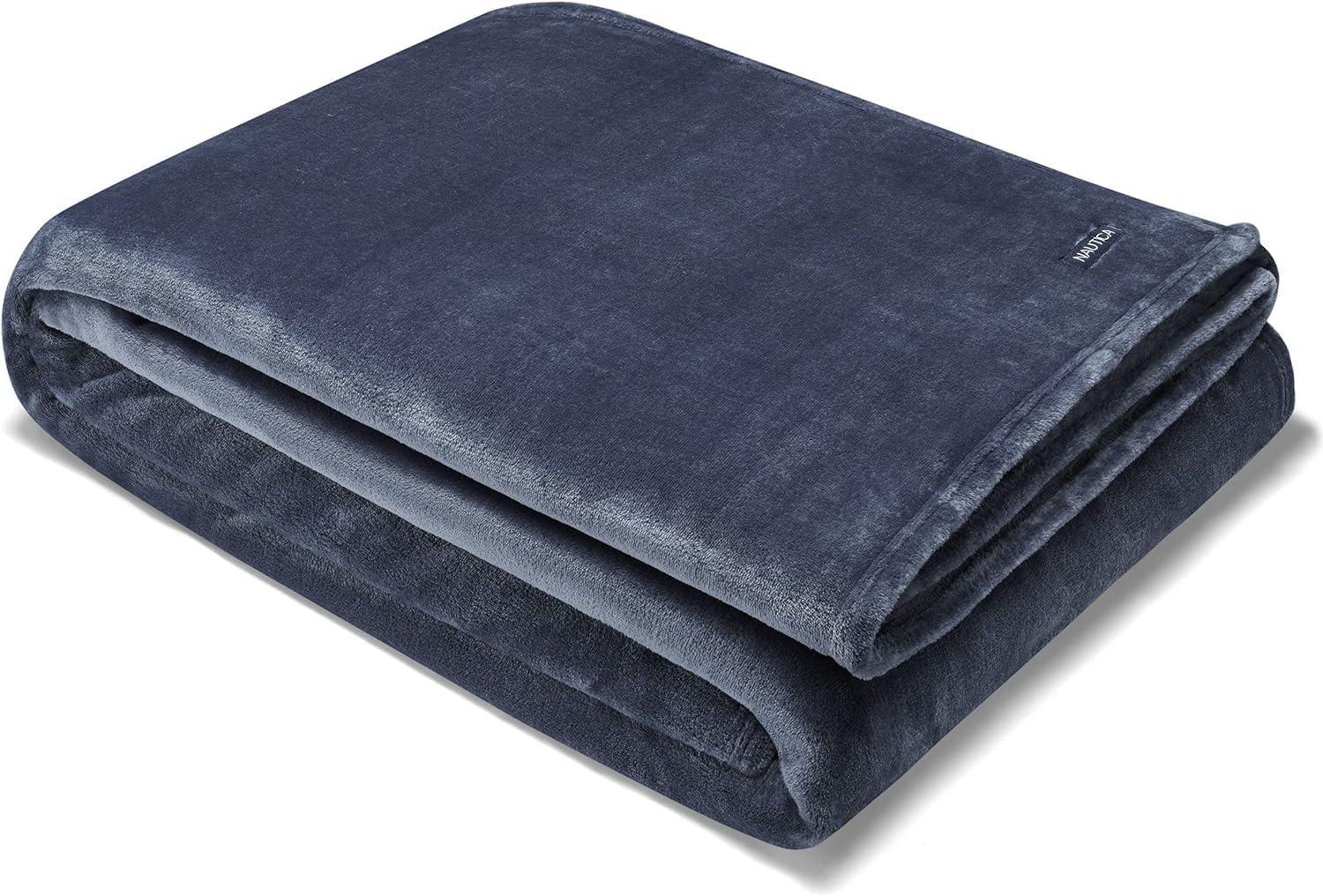 Nautica Solid Ultra Soft Plush Fleece Dorm Ready Blanket