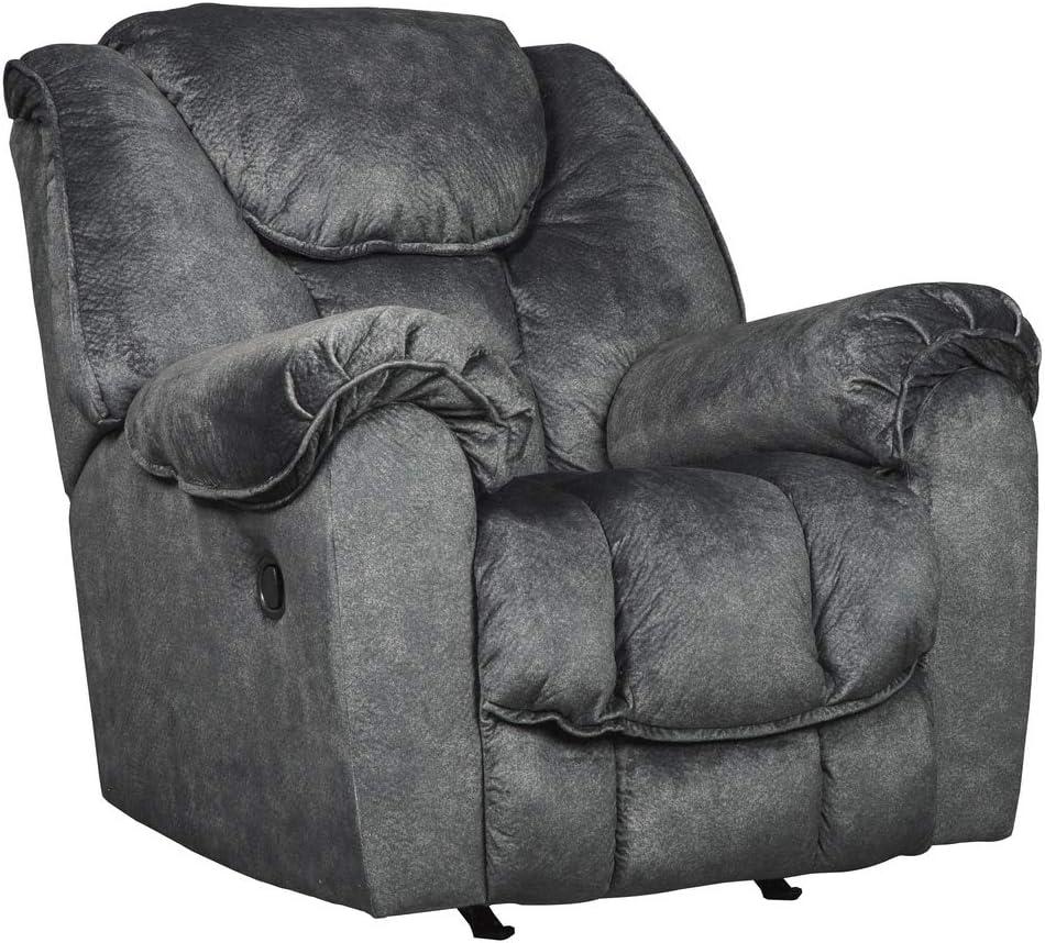 Bowery Hill Contemporary Fabric Rocker Recliner in Granite Gray