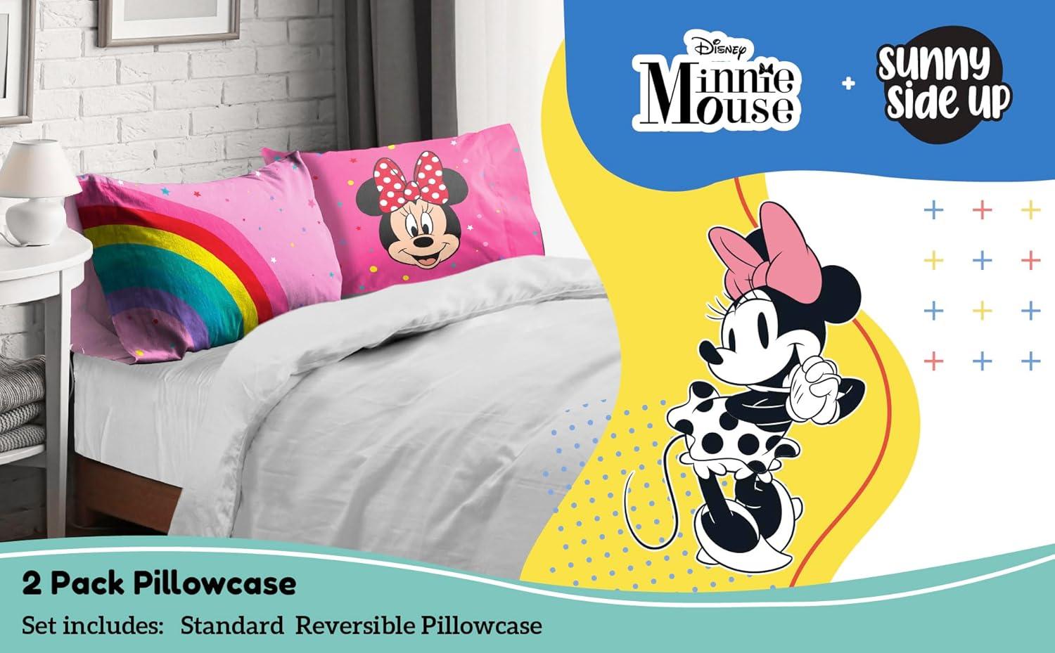 Kids Pink Minnie Mouse Reversible Microfiber Pillowcases Set