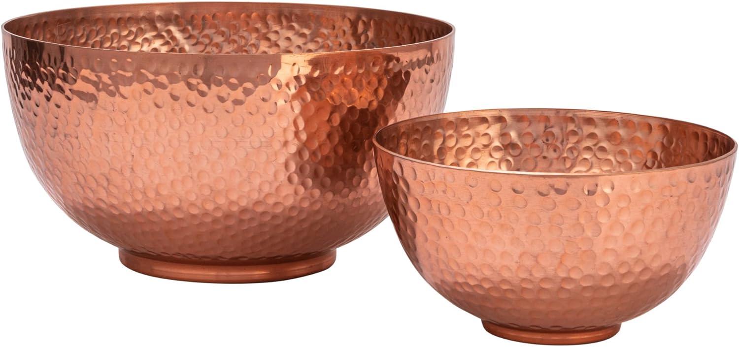 Bloomingville, Copper Round Hammered Metal Bowls, Set of 2 Sizes, Finish