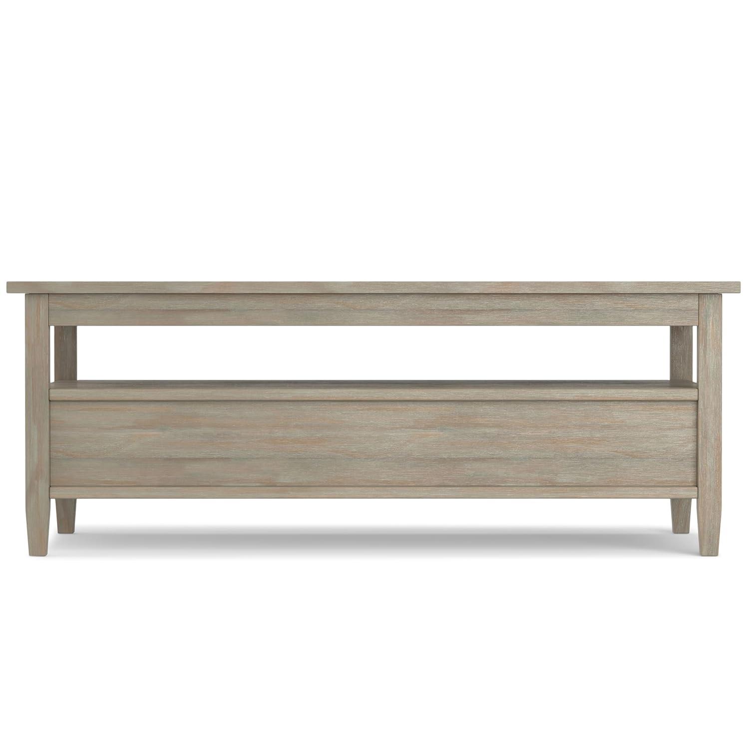 Simpli Home Warm Shaker 48"W Solid Wood Coffee Table with Two Storage Drawers and Open Shelf
