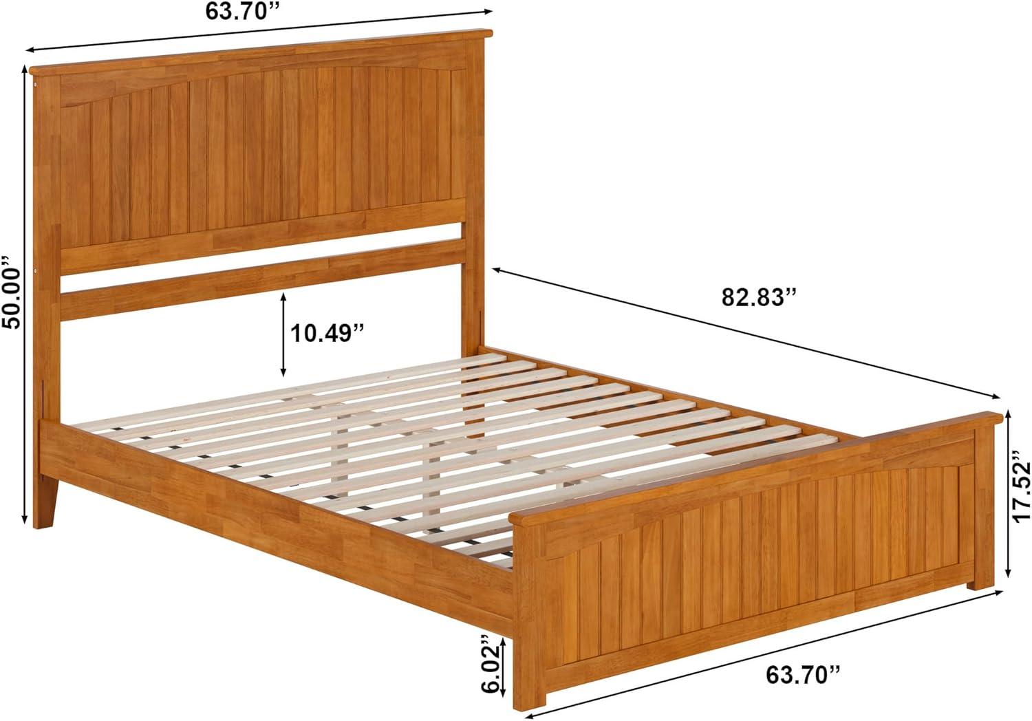 AFI Naples Queen Solid Wood Low Profile Platform Bed with Matching Footboard, Light Toffee