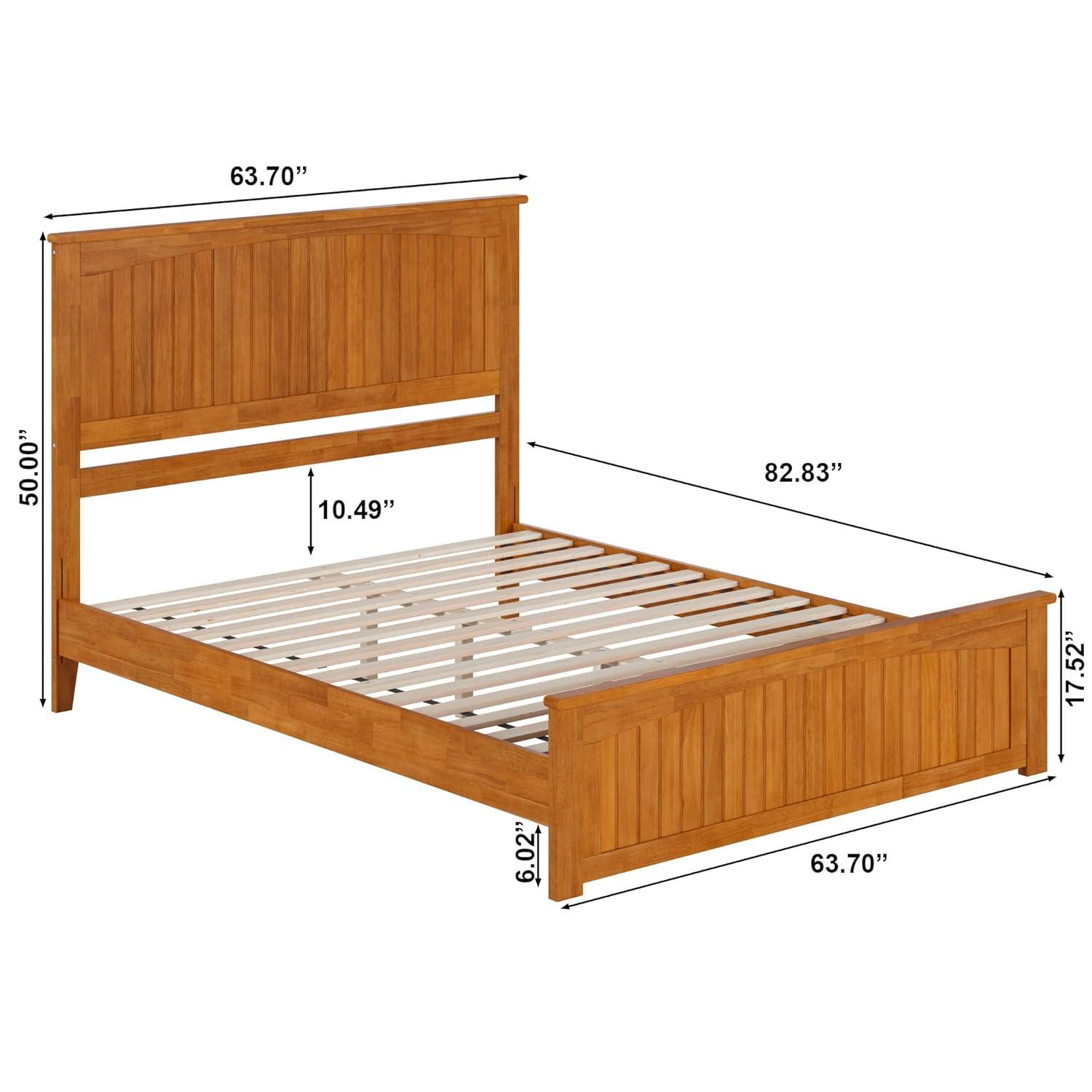 AFI Naples Queen Solid Wood Low Profile Platform Bed with Matching Footboard, Light Toffee