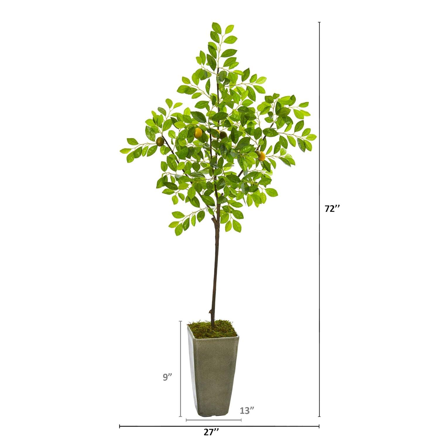 Nearly Natural 6ft. Lemon Artificial Tree in Olive Green Planter