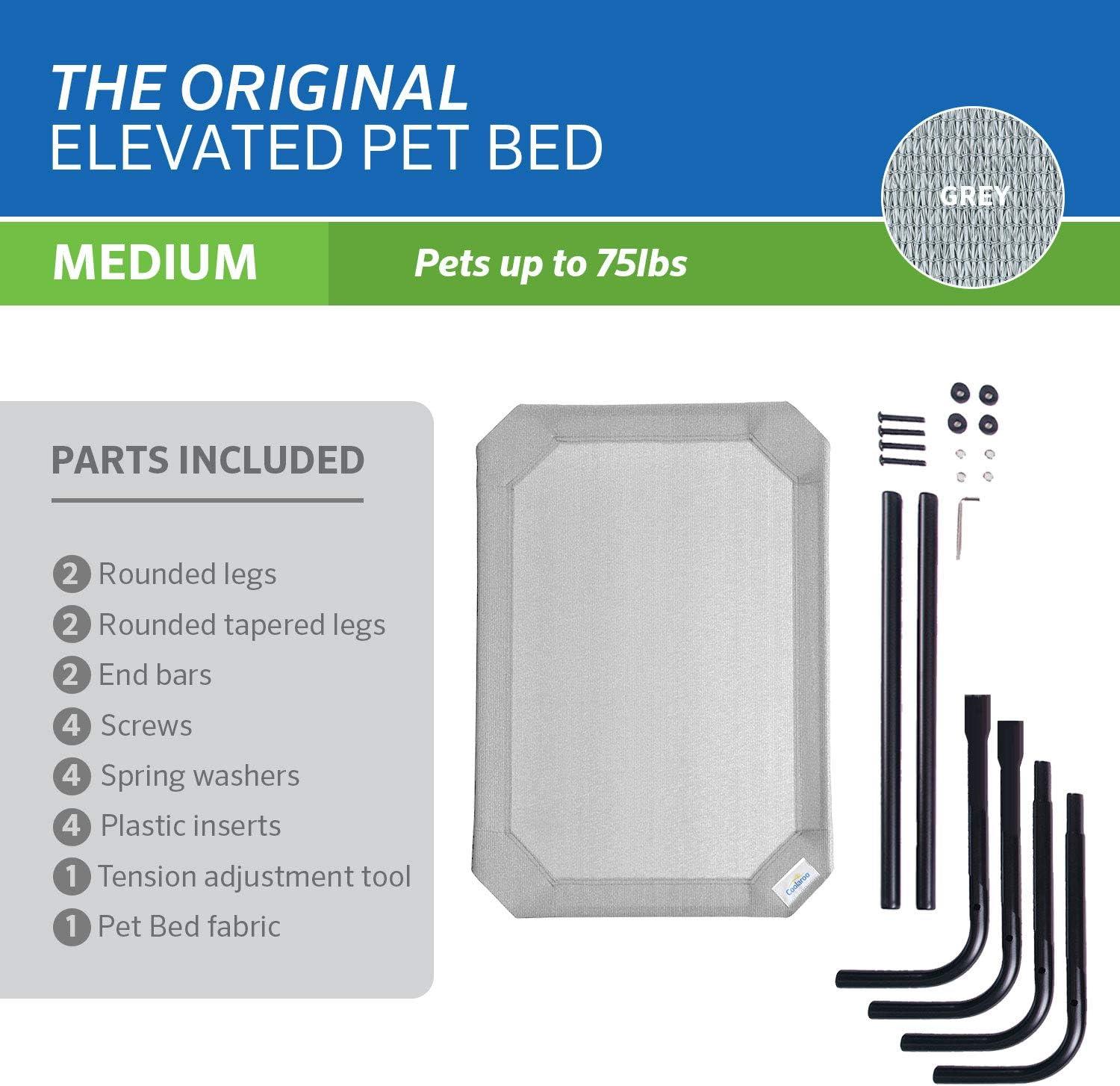 The Original Coolaroo Elevated Pet Dog Bed for Indoors & Outdoors, Medium, Gray