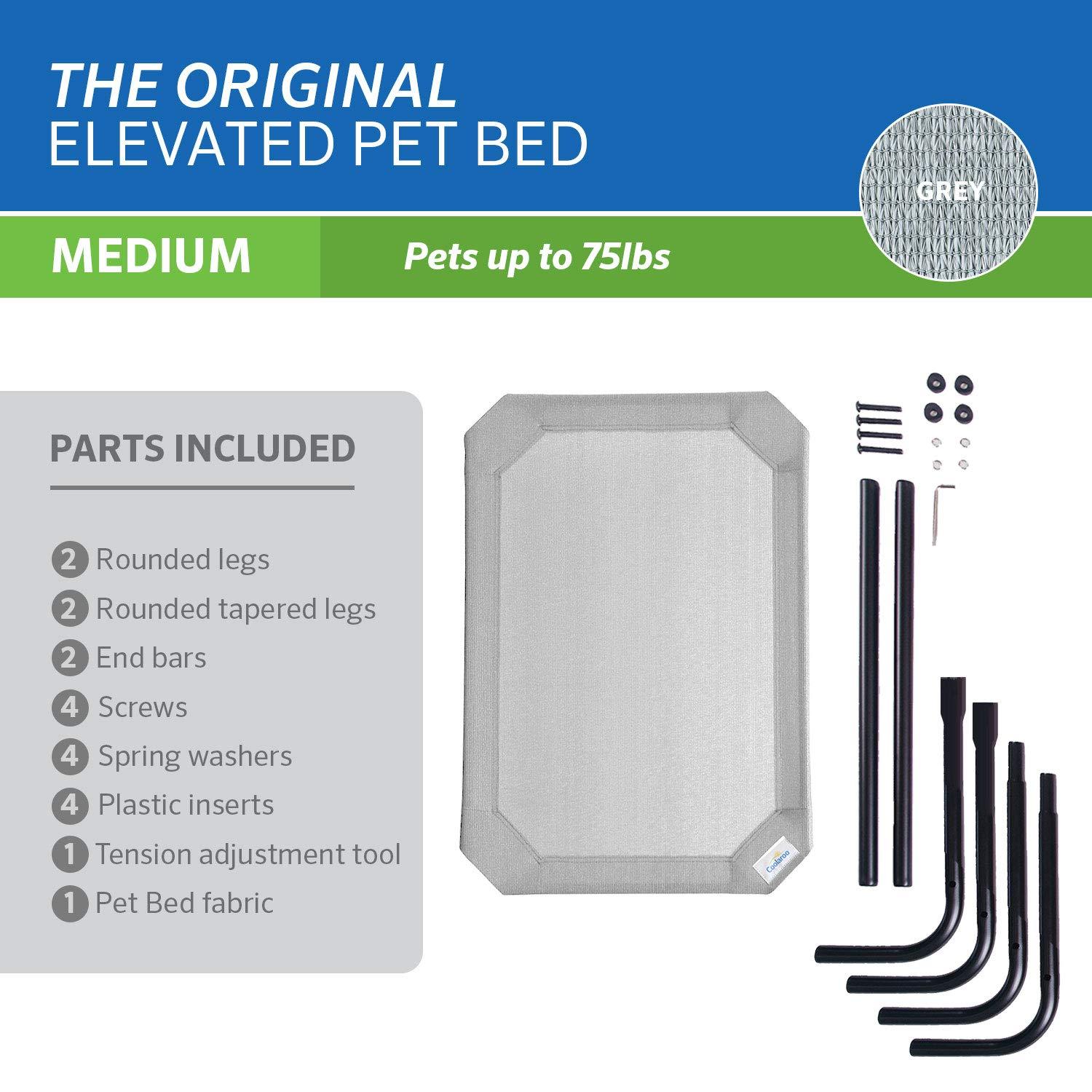 The Original Coolaroo Elevated Pet Dog Bed for Indoors & Outdoors, Medium, Gray