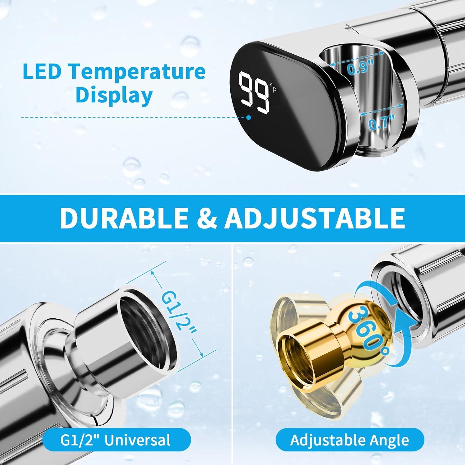 KAIYING Drill-Free High Pressure Handheld Shower Head with ONOFF Pause Switch 3 Spray Modes Water Saving Showerhead Detachable Puppy Shower Accessories (MShower Head (Chrome)+Bracket + Hose)