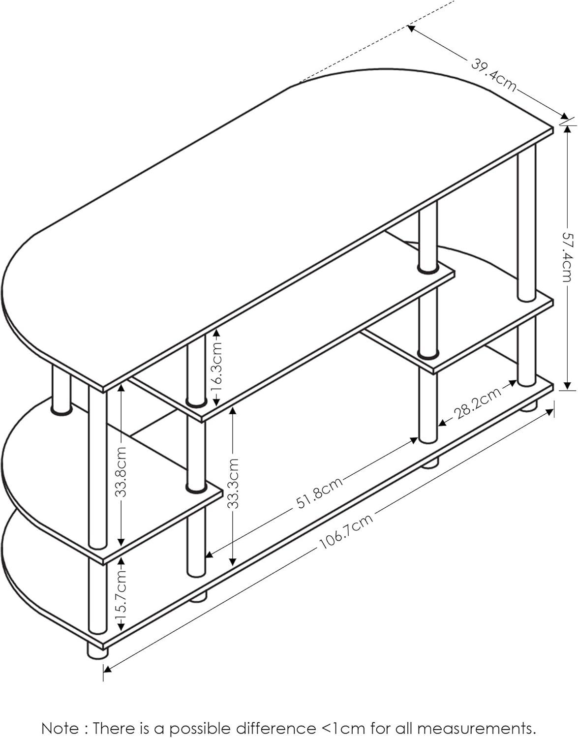 Columbia Walnut & Black Easy-Assemble Corner TV Stand