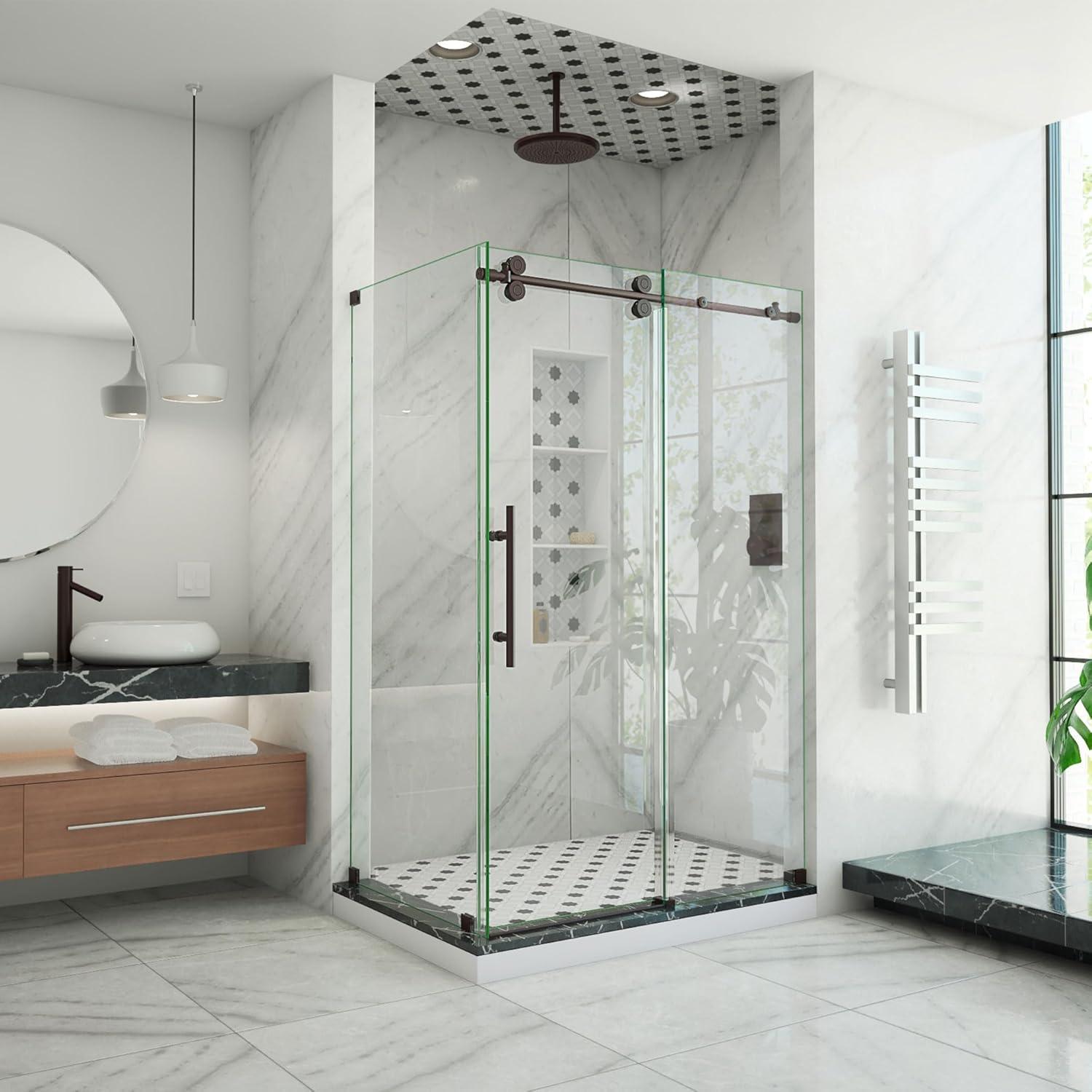 Enigma-XO 48.38" W x 32.5" D 76" H Frameless Rectangle Shower Enclosure