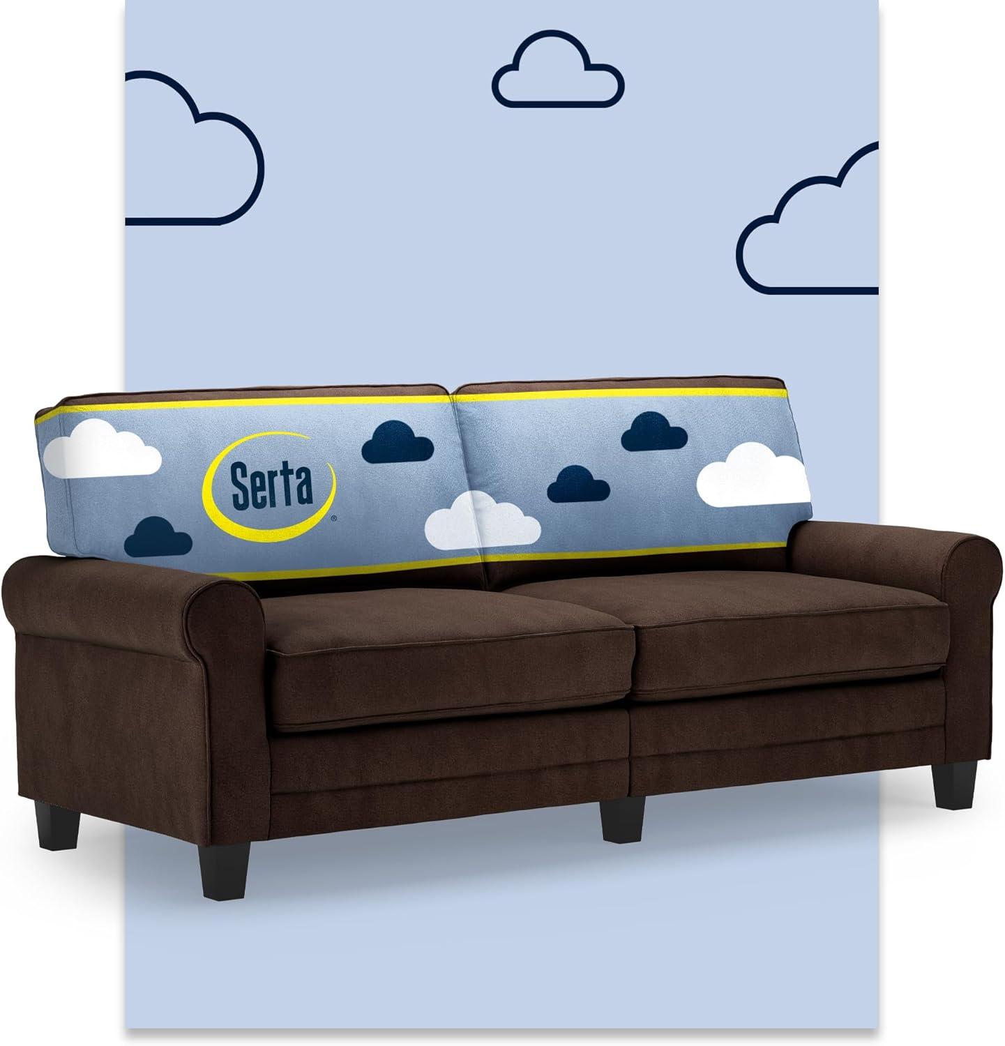 Serta Copenhagen 78" Rolled Arm Sofa, Easy Care Fabric, Soft Pillow Back, Pocket Coil Seat Cushions
