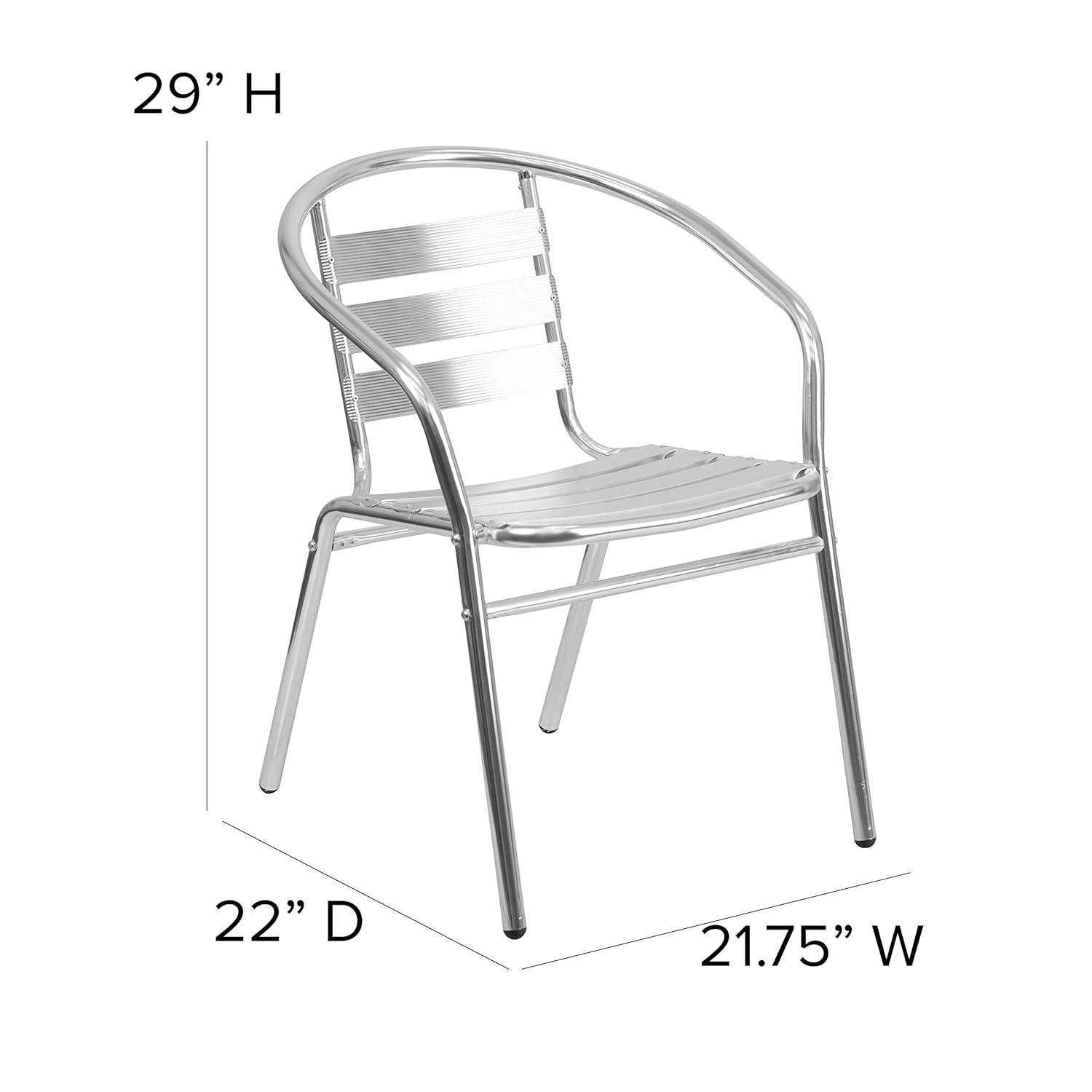 Flash Furniture Commercial Aluminum Indoor-Outdoor Restaurant Stack Chair with Triple Slat Back and Arms