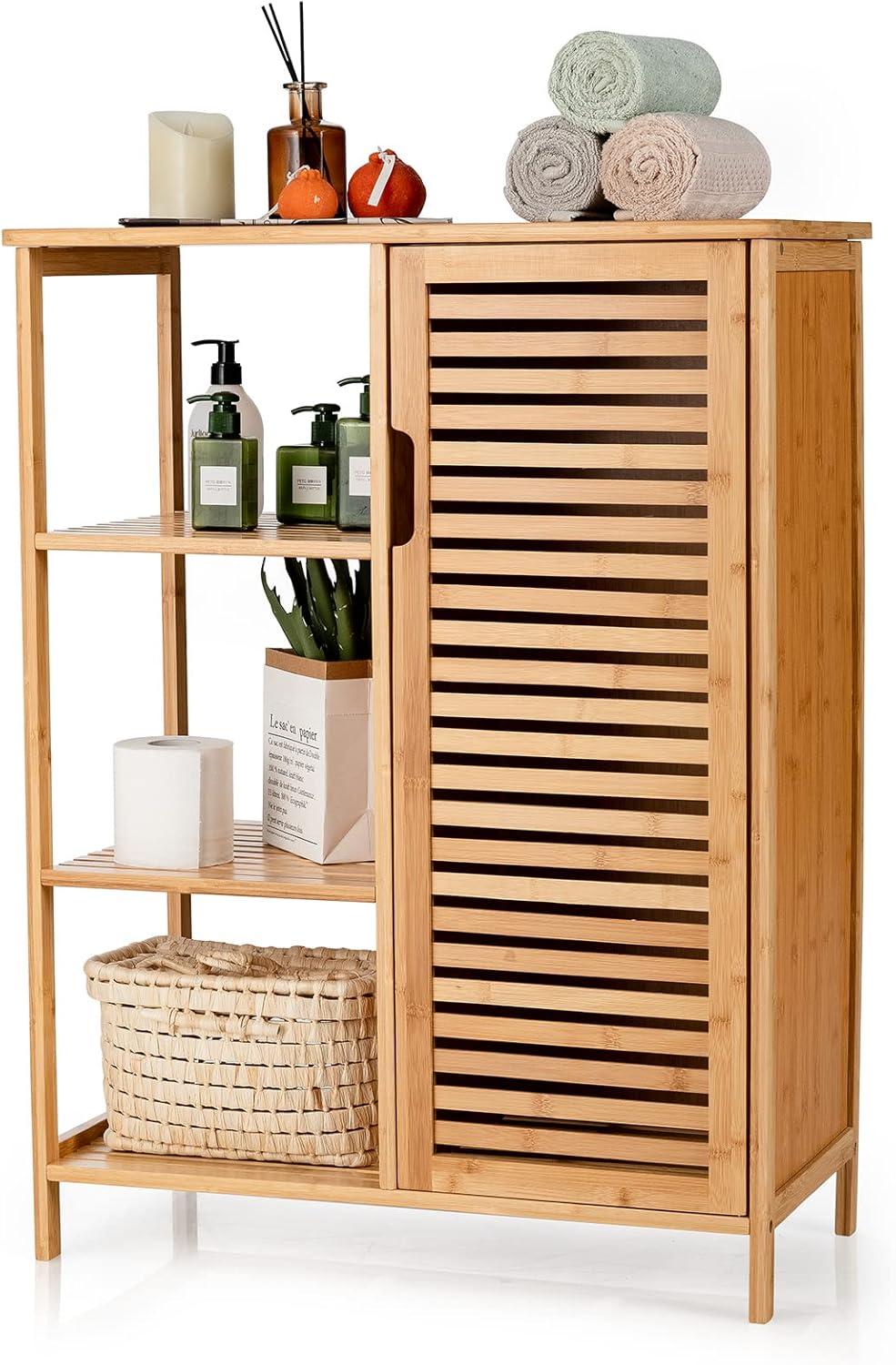 Kadyn Bathroom Cabinet, Storage Cabinet, Bathroom Storage Unit,Bamboo Bathroom Storage Cabinet with Single Door-Natural