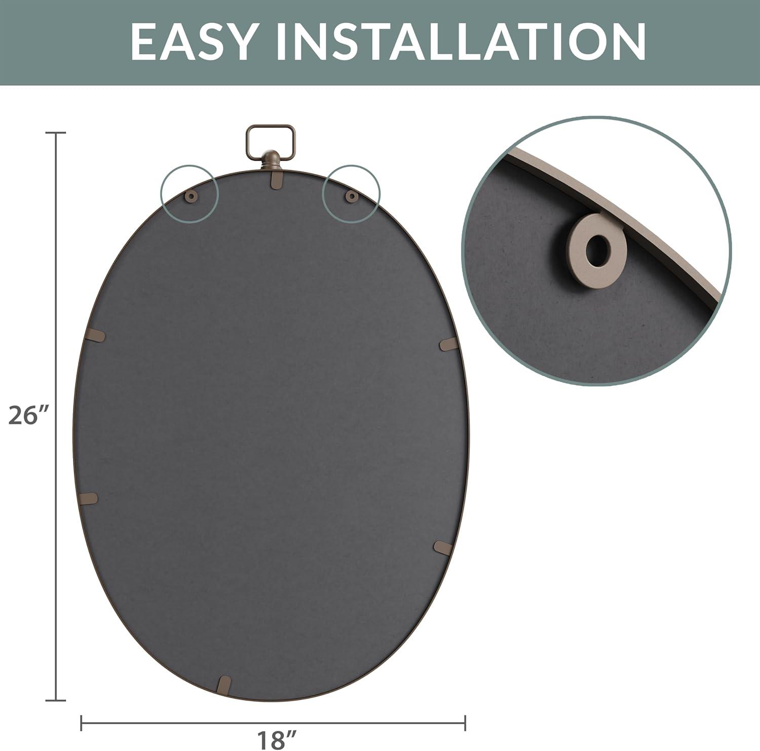 Barnyard Designs Round Metal Framed Wall Mirror for Bathroom Vanity, Bedroom, Circle Desk Mirror (24", Iron Metal Grey)