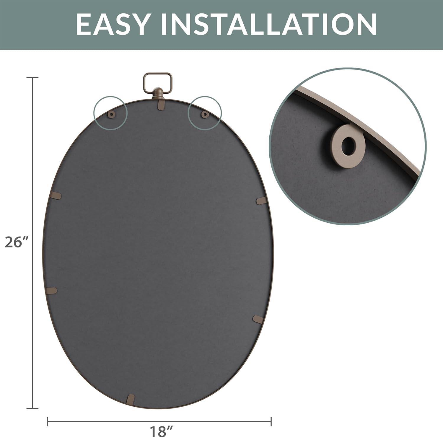 Barnyard Designs Round Metal Framed Wall Mirror for Bathroom Vanity, Bedroom, Circle Desk Mirror (24", Iron Metal Grey)