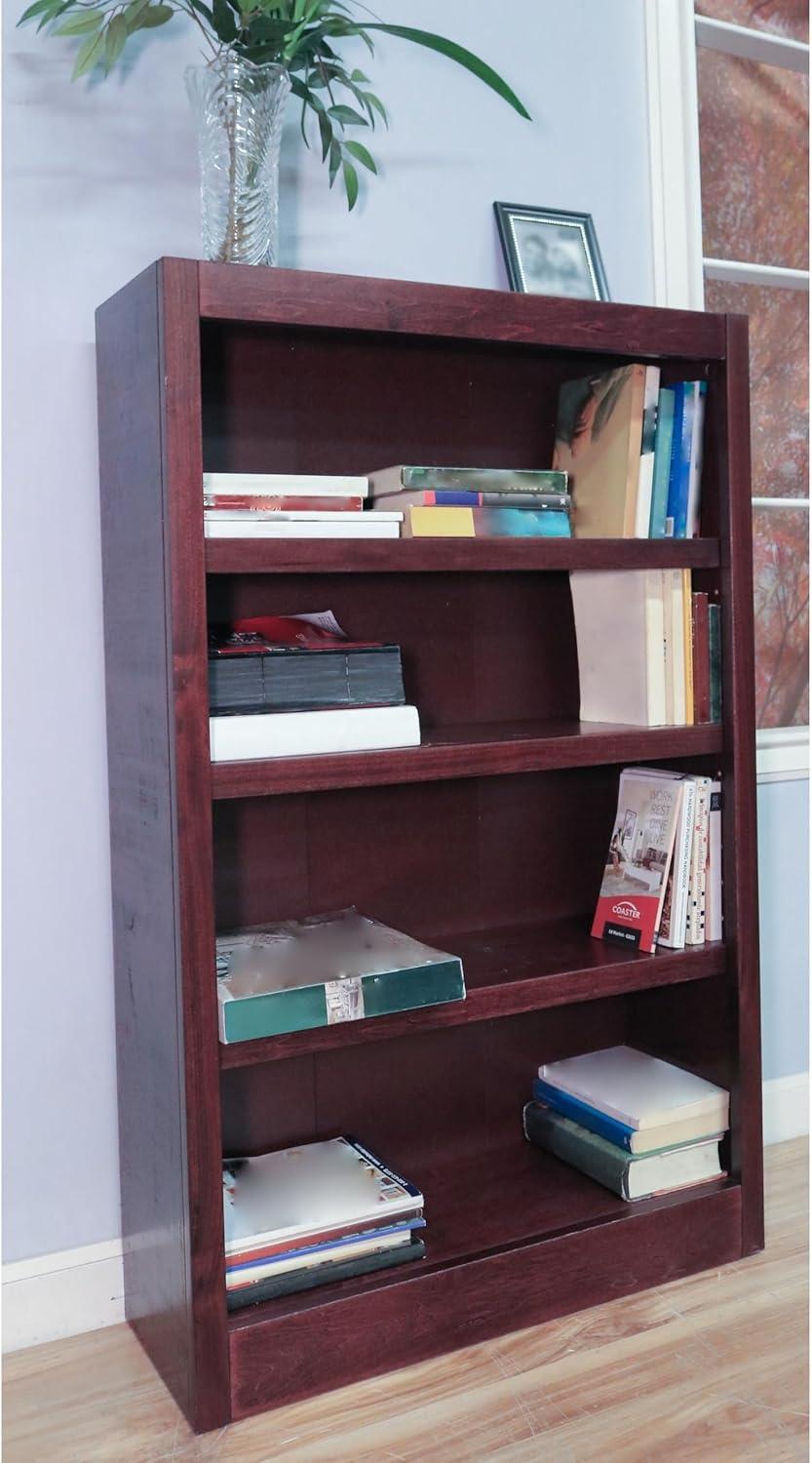 Traditional 48" Tall 4-Shelf Wood Bookcase in Cherry