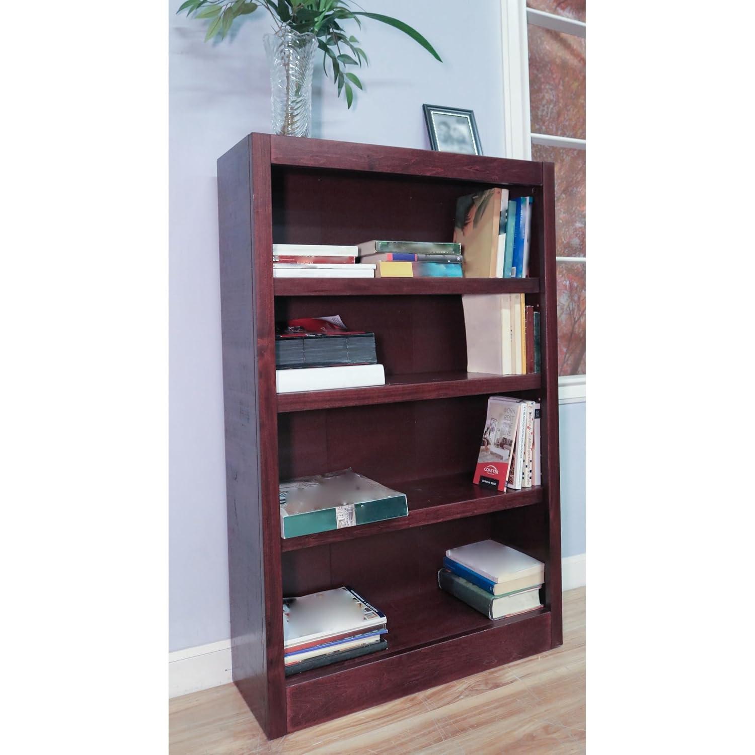 Traditional 48" Tall 4-Shelf Wood Bookcase in Cherry