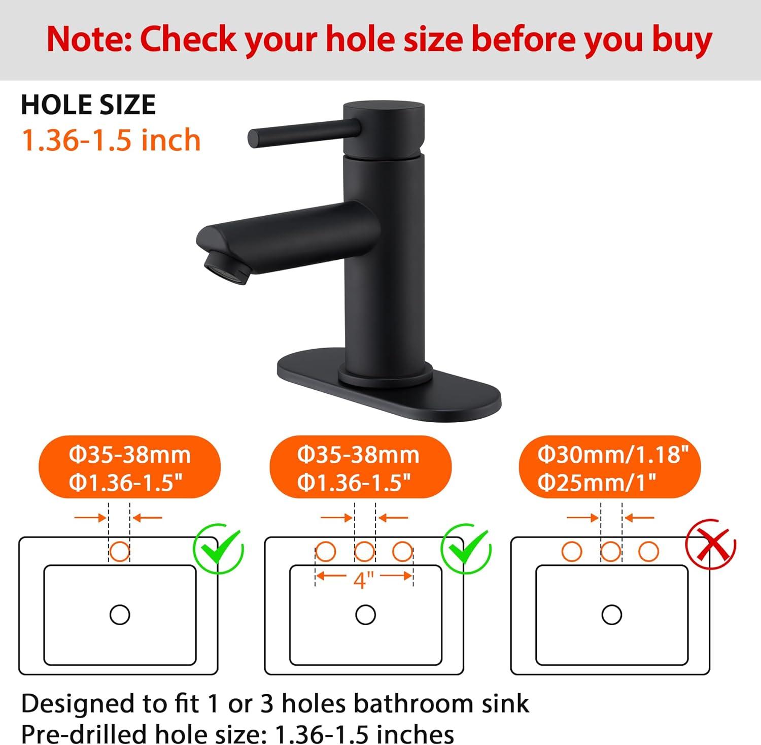 Matte Black Stainless Steel Single Handle Bathroom Faucet