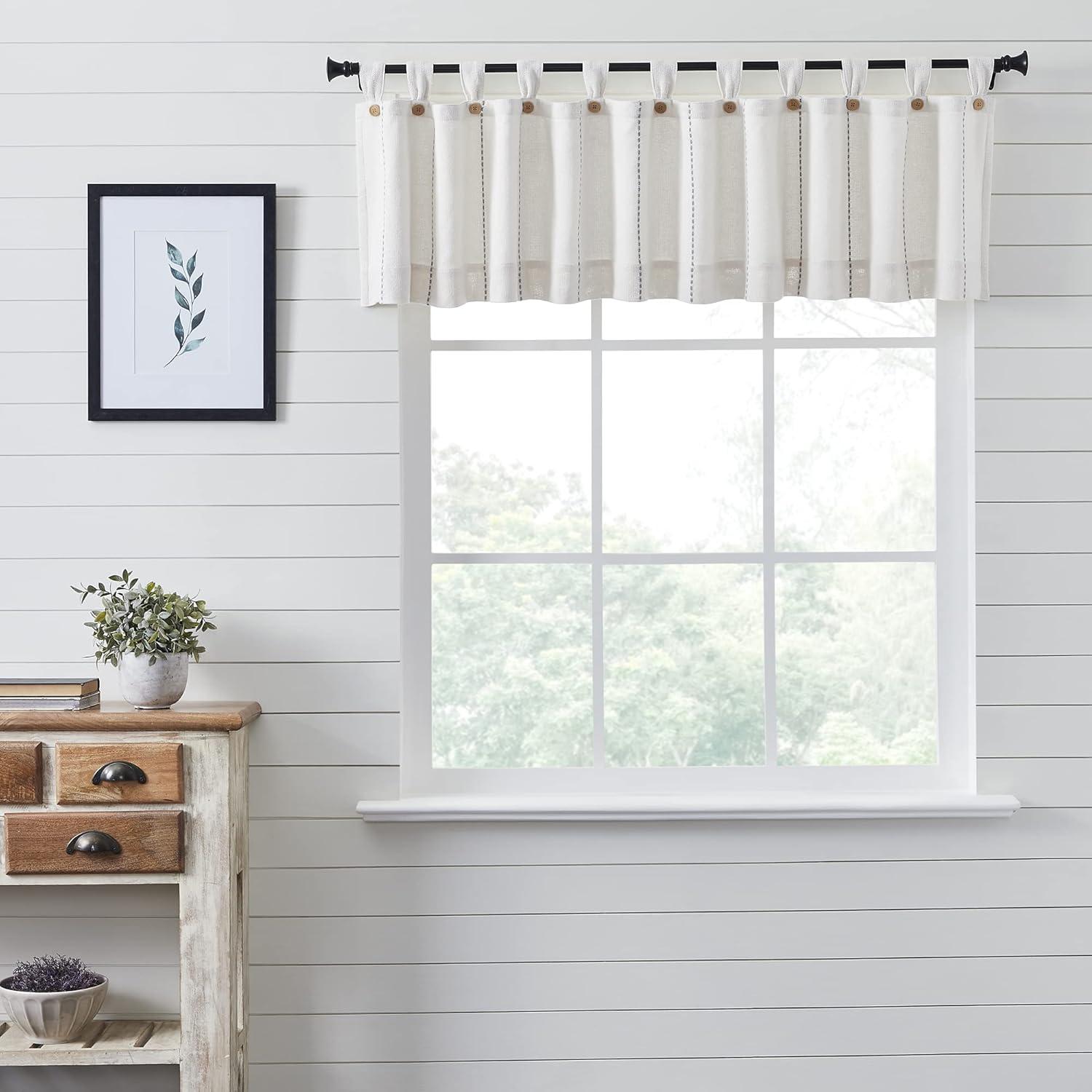 Gracie Oaks Cumberledge Stitched Burlap Tailored Window Valance