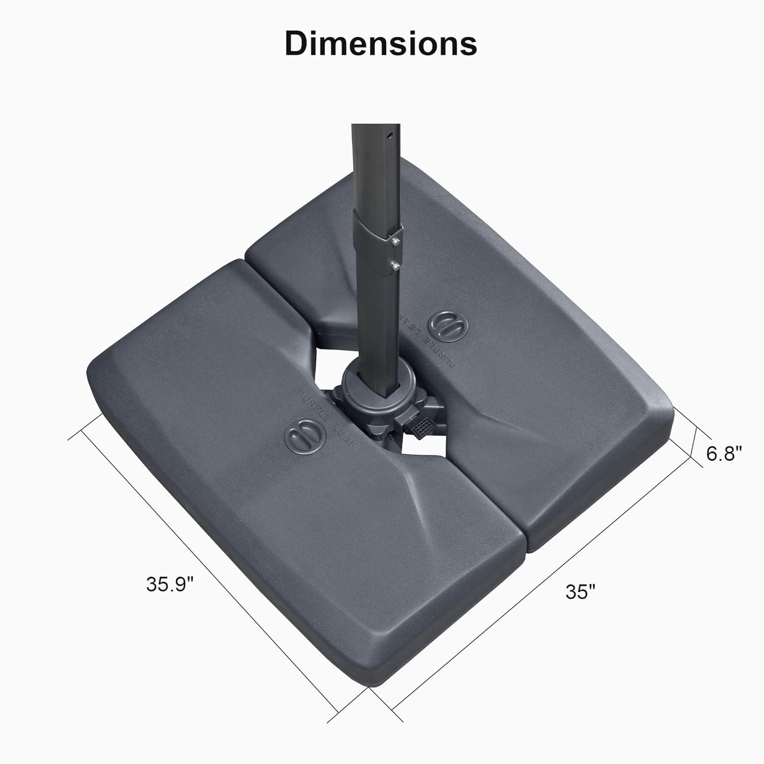 PURPLE LEAF 264 lBS Heavy Duty Patio Umbrella Base XBS540 Deck Offset Cantilever Umbrella Base Sand/Water Filled Square for Outdoor Gardern Backyard