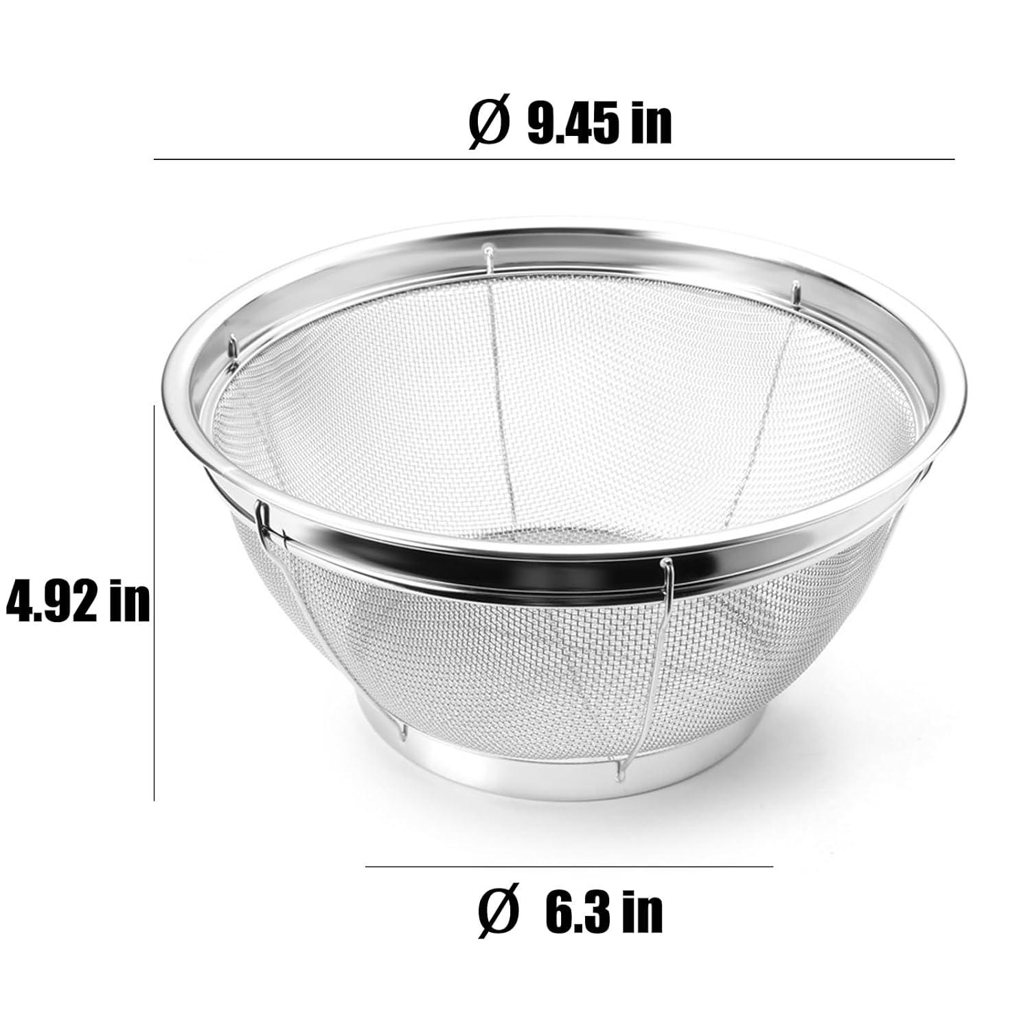 [Juvale] Juvale Large Fine Mesh Pasta Strainer, Metal Colander for Rice, Quinoa, Yogurt, 11 x 4 In