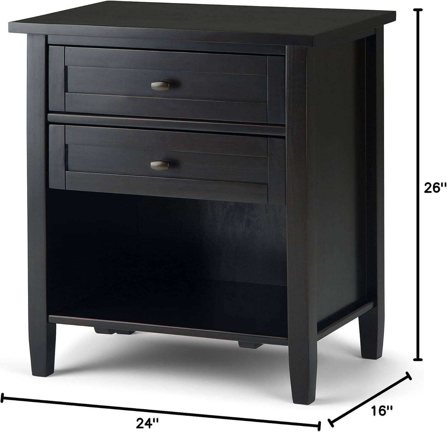 Simpli Home Warm Shaker 24"W Solid Wood Bedside Table with Two Drawers