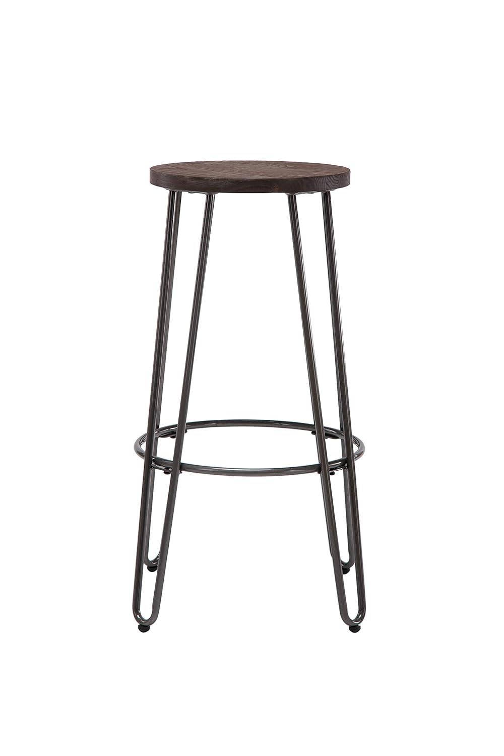 29" Quinn Barstool Metal - ACEssentials: Powder-Coated Steel Frame, Fixed Height, Mid-Century Modern Design