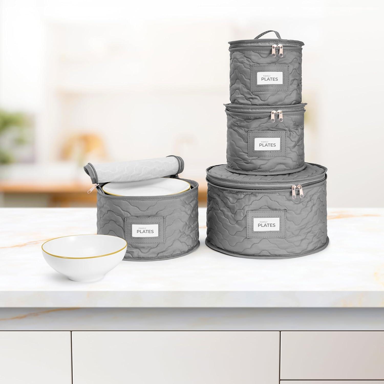 Sorbus 4 Piece Quilted Dinnerware Storage Set